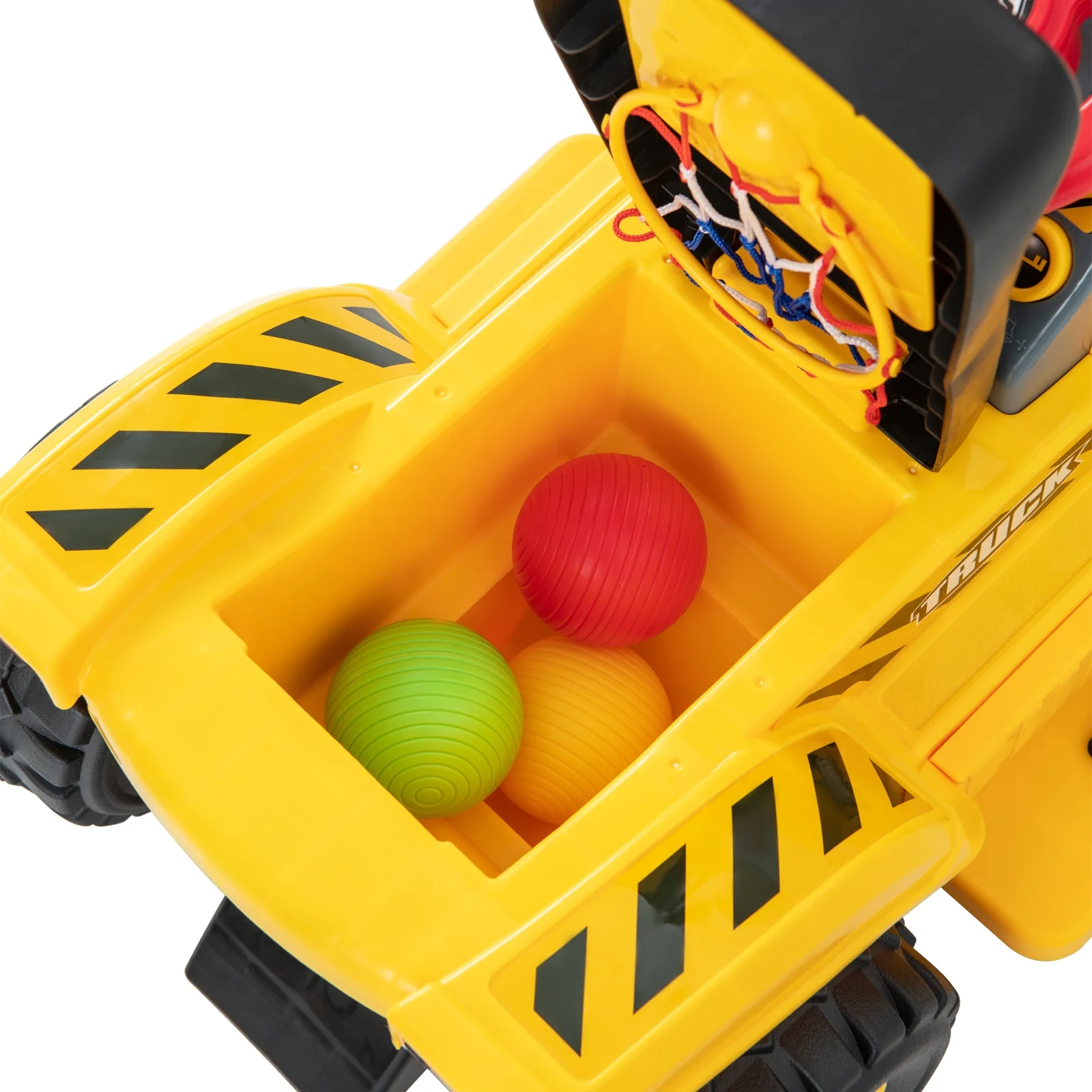 6V Kids Ride On Excavator, With Folding Basketball Hoop, Yellow - Image 7