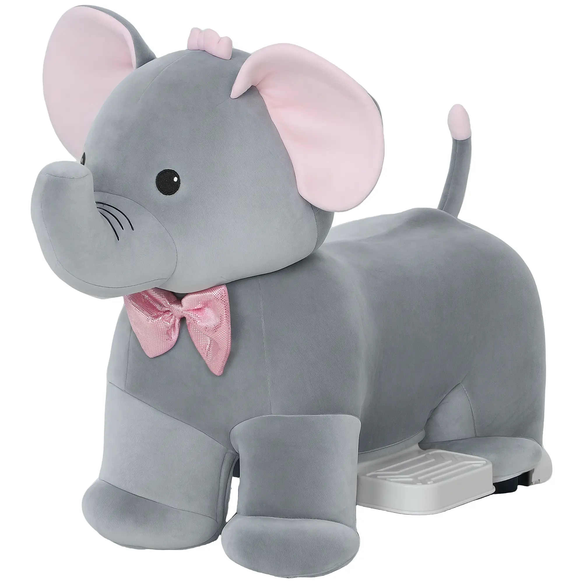 6V Kids Ride On Toy, Horse Elephant, Music, Soft Touch, Silent PU Wheels, For 1.5-5 Years