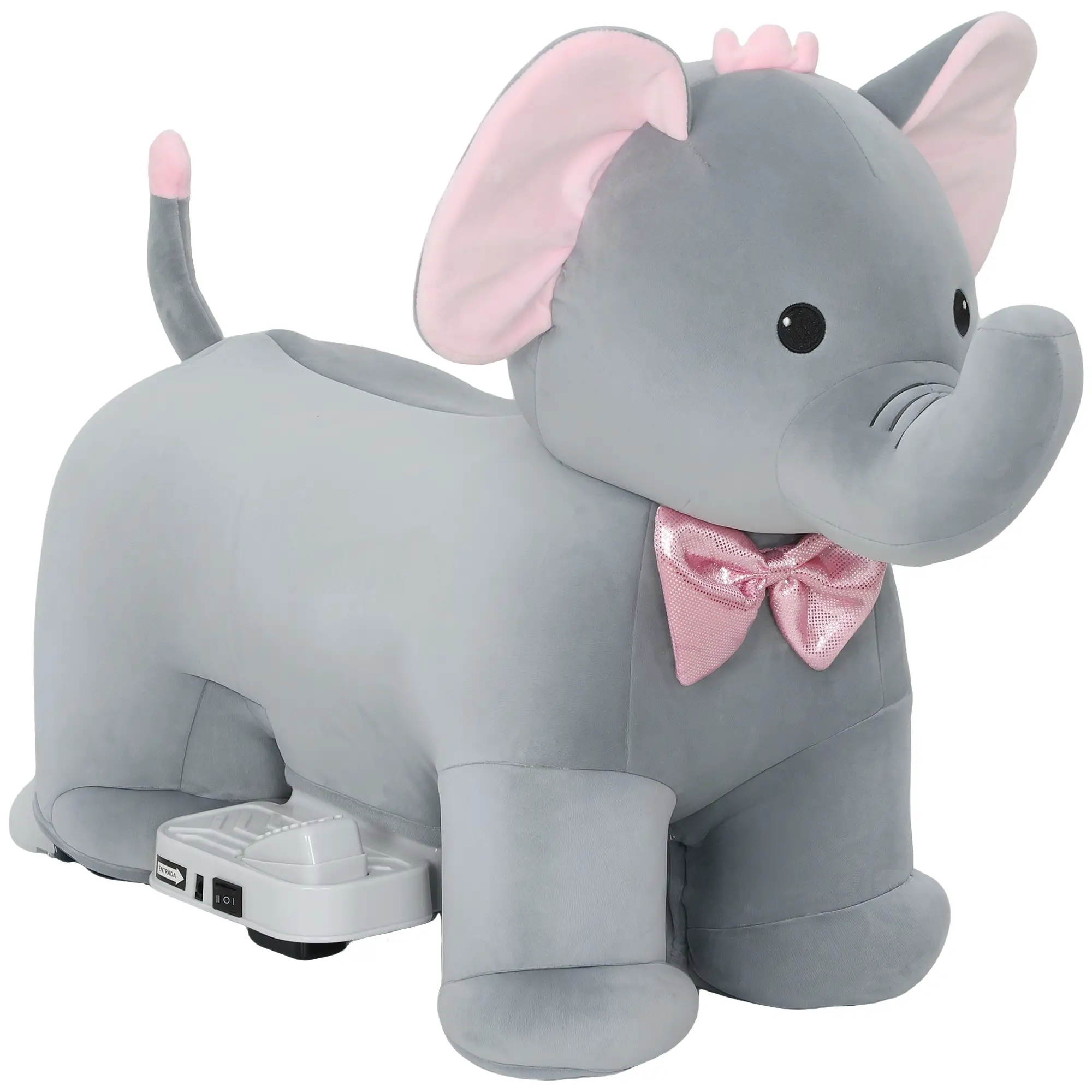 6V Kids Ride On Toy, Horse Elephant, Music, Soft Touch, Silent PU Wheels, For 1.5-5 Years - Image 11