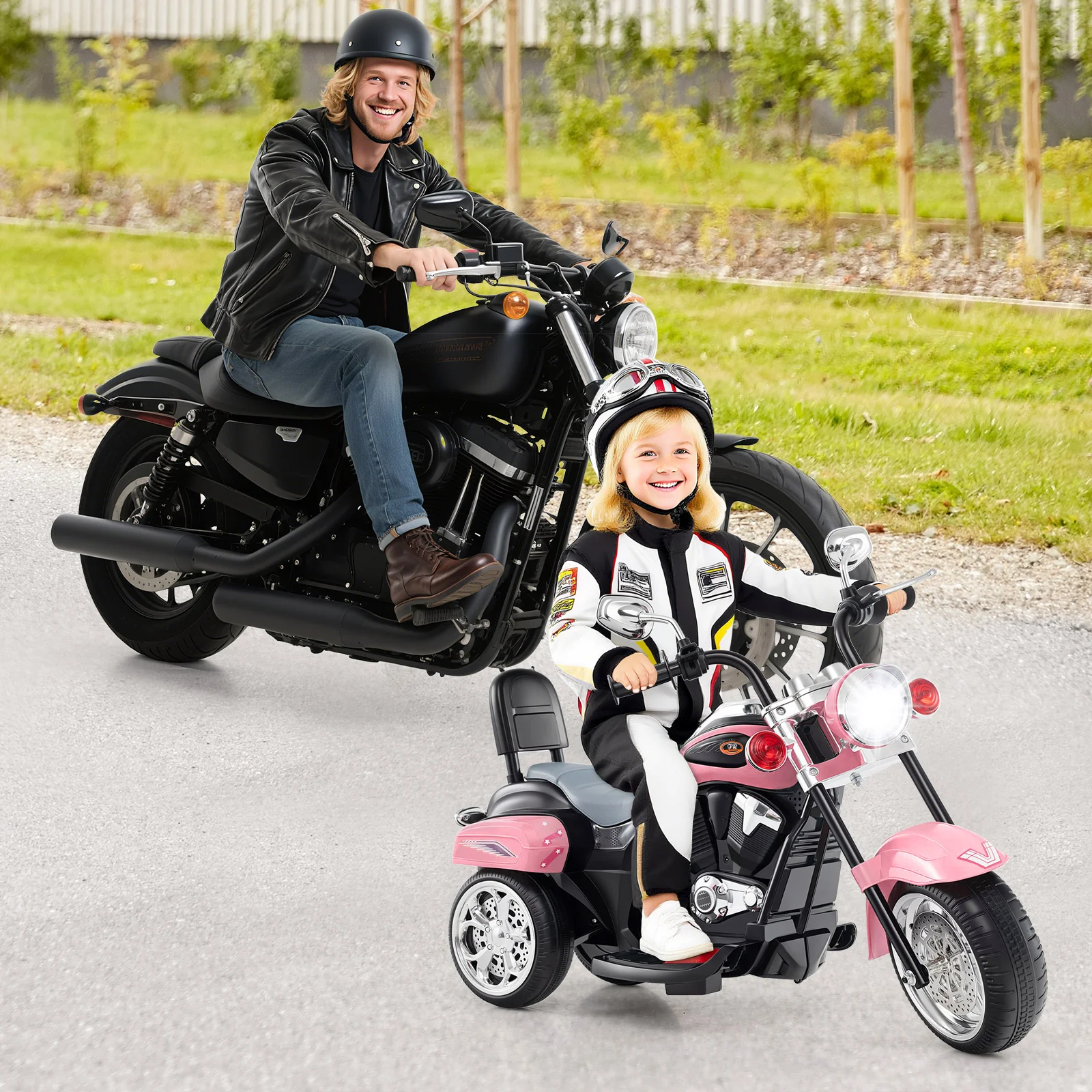 6V Powered Toddler 3-Wheel Motorbike Ride On Toy, Pink - Image 3