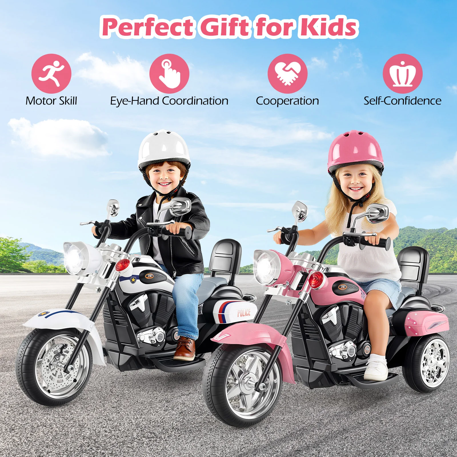 6V Powered Toddler 3-Wheel Motorbike Ride On Toy, Pink - Image 6