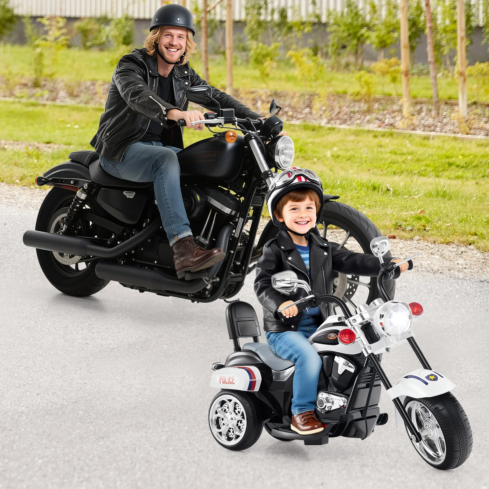 6V Toddler Ride On Motorbike, 3-Wheel, Horn, Headlight, Black And White - Image 3