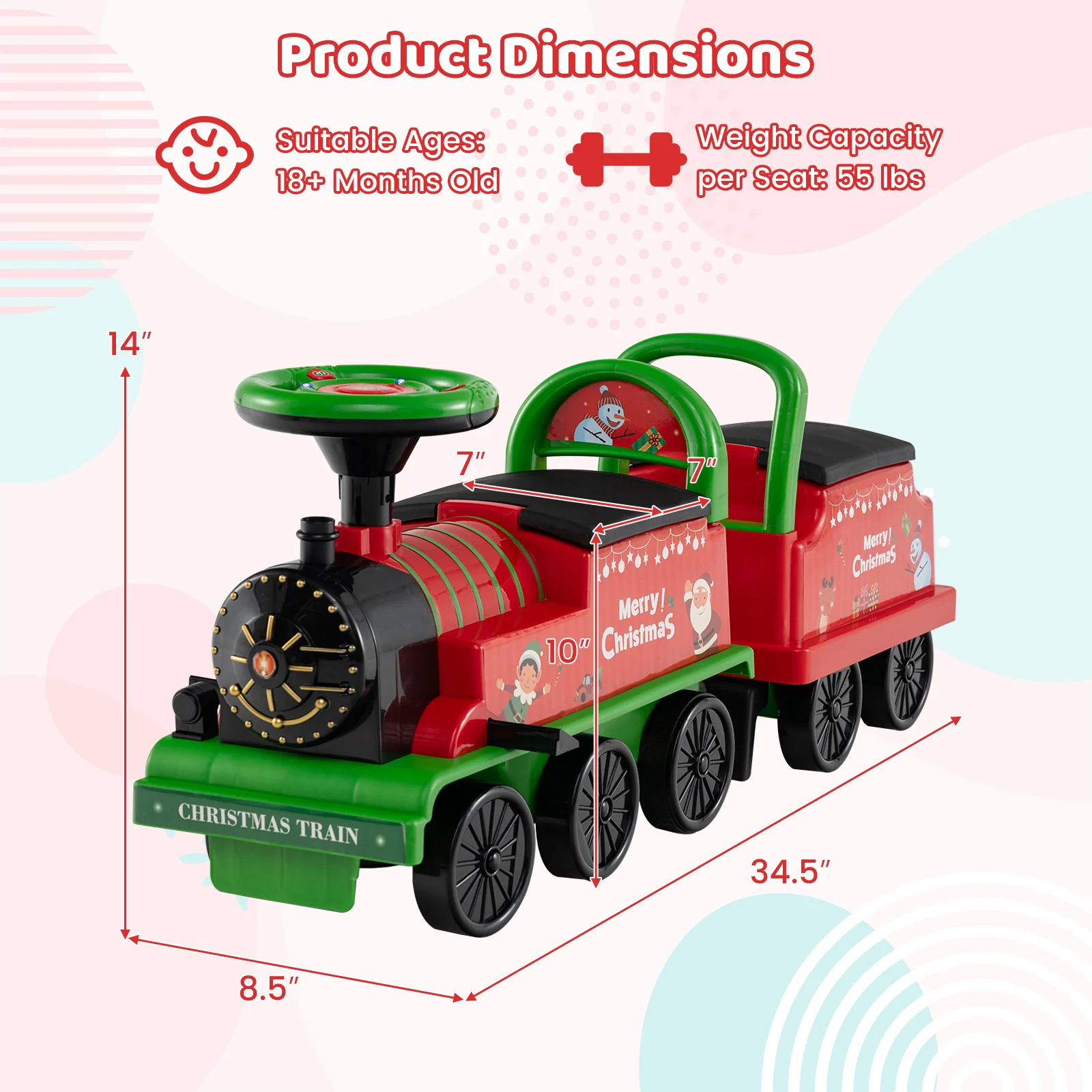 6V Toddler Ride On Train Combo: Track Ride & 2-Seater Carriage Set, Green - Image 5