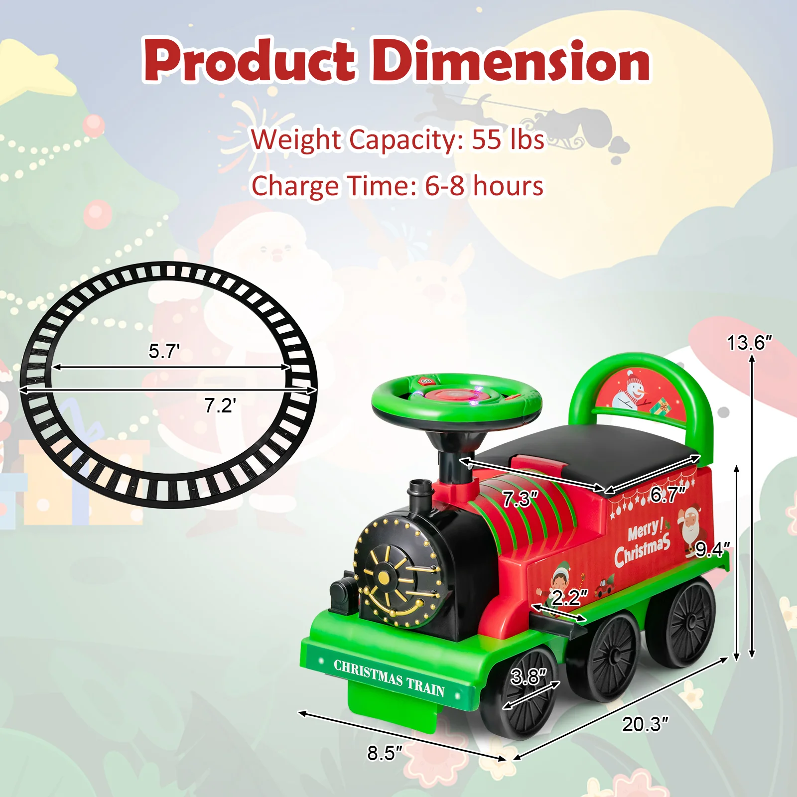 6V Toddler Ride On Train Combo: Track Ride & 2-Seater Carriage Set, Green - Image 6
