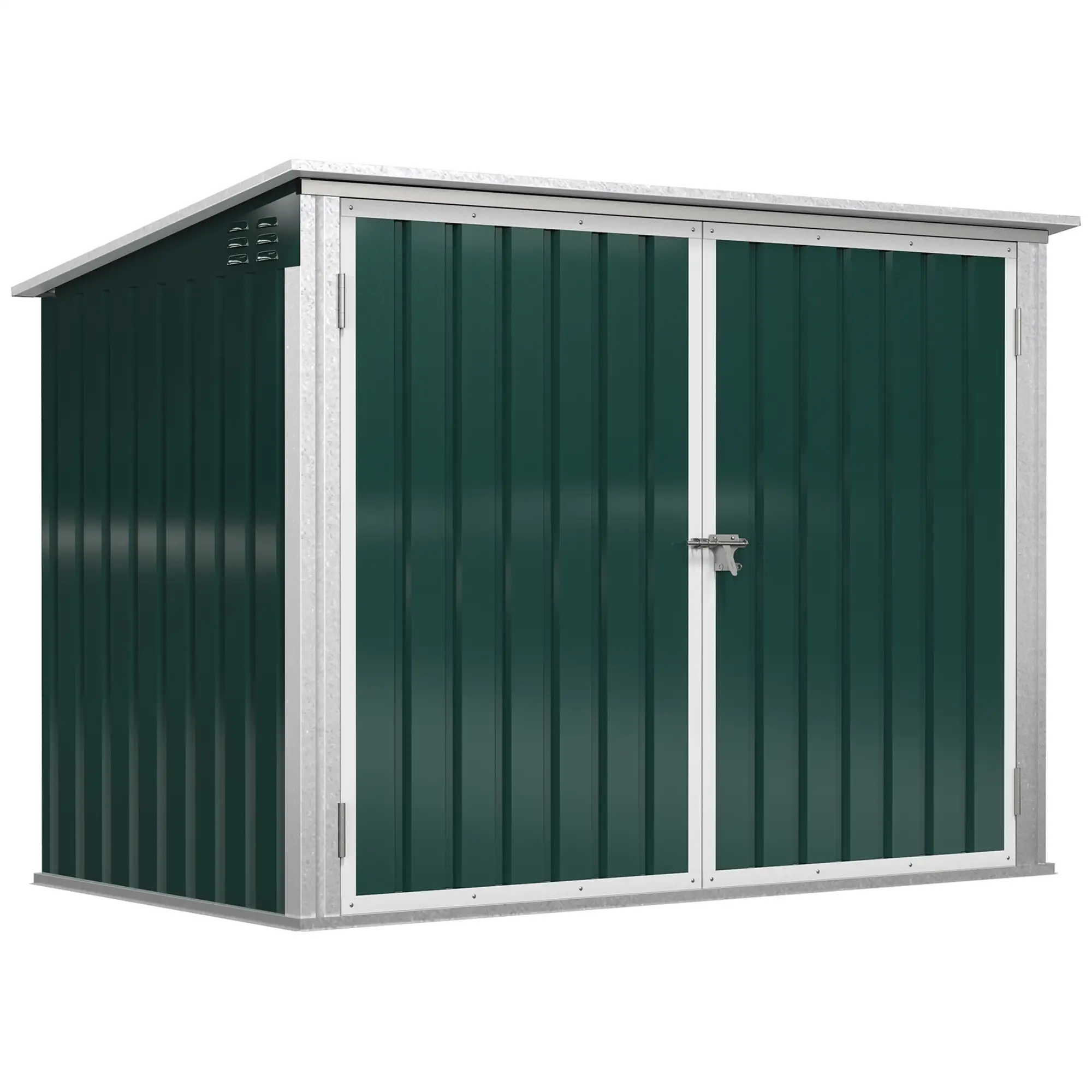 6x3 FT Outdoor Storage Shed, Double Door Trash Can Organizer, Green