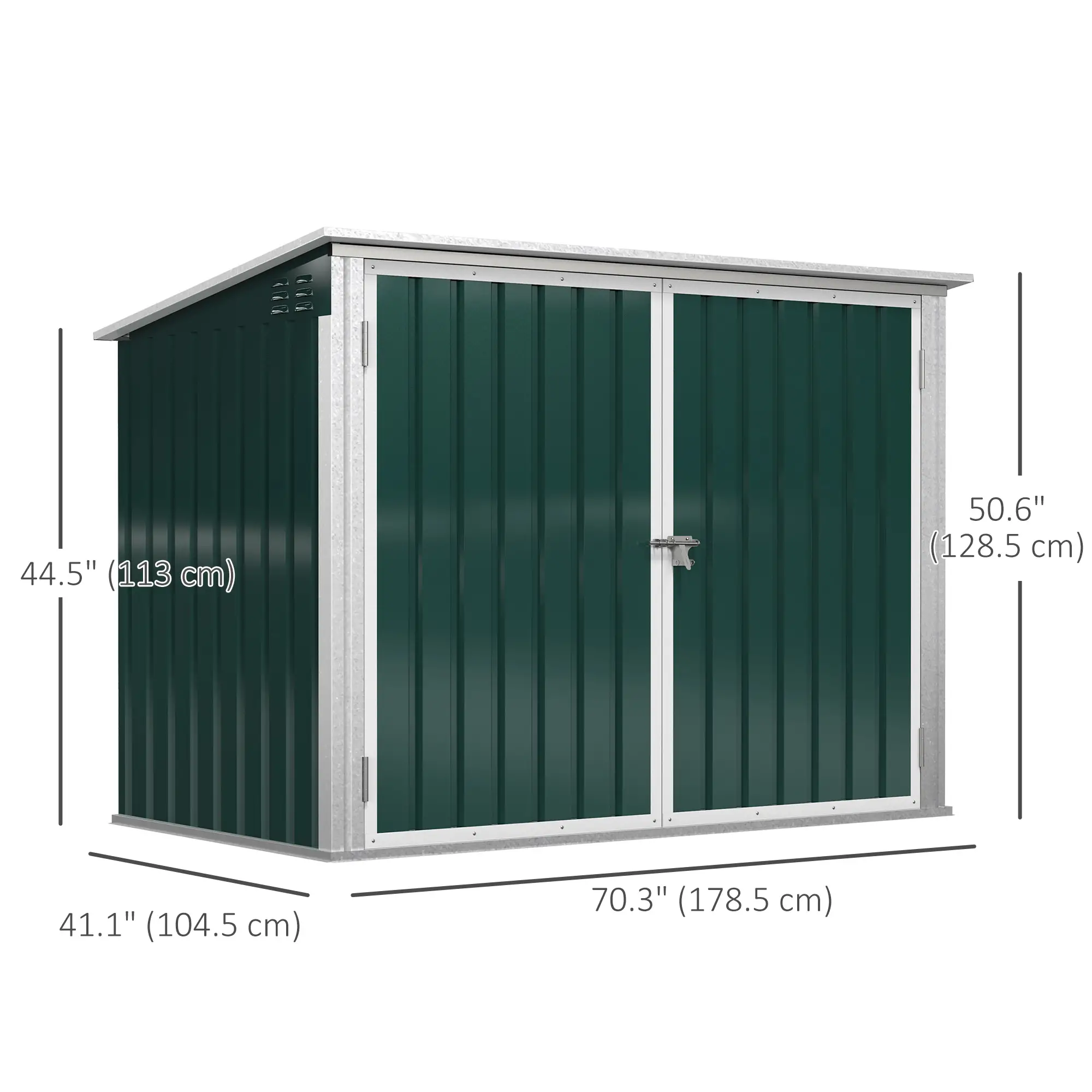 6x3 FT Outdoor Storage Shed, Double Door Trash Can Organizer, Green - Image 3