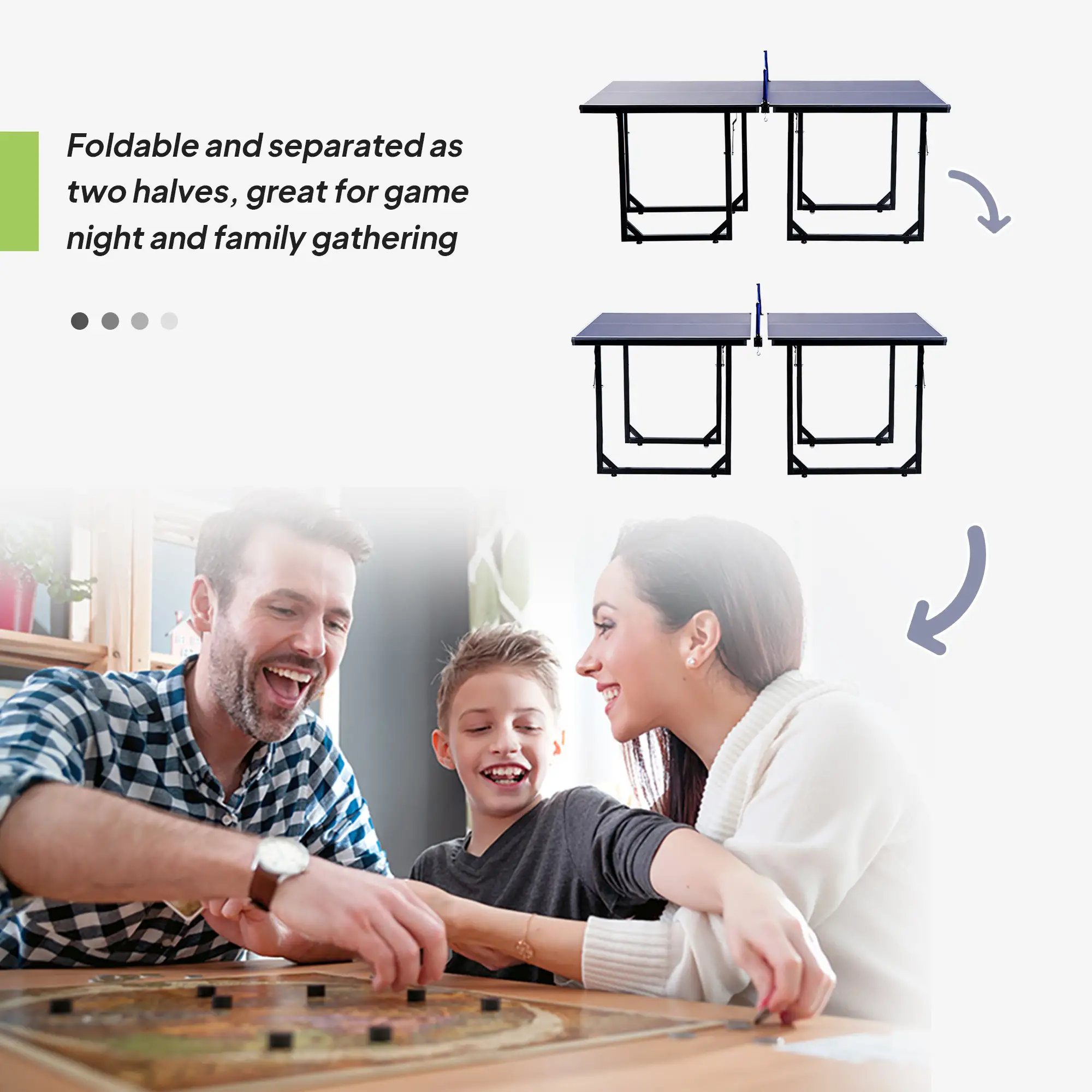 6x3ft Midsize Ping Pong Table, Folding, Blue - Image 4