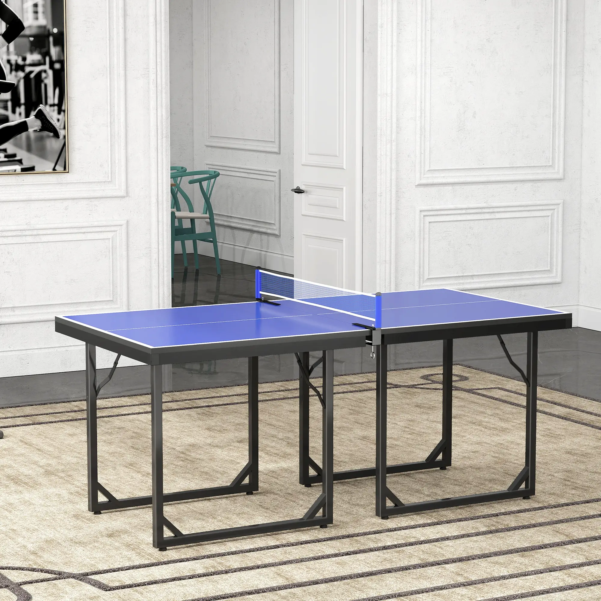 6x3ft Midsize Ping Pong Table, Folding, Blue - Image 7
