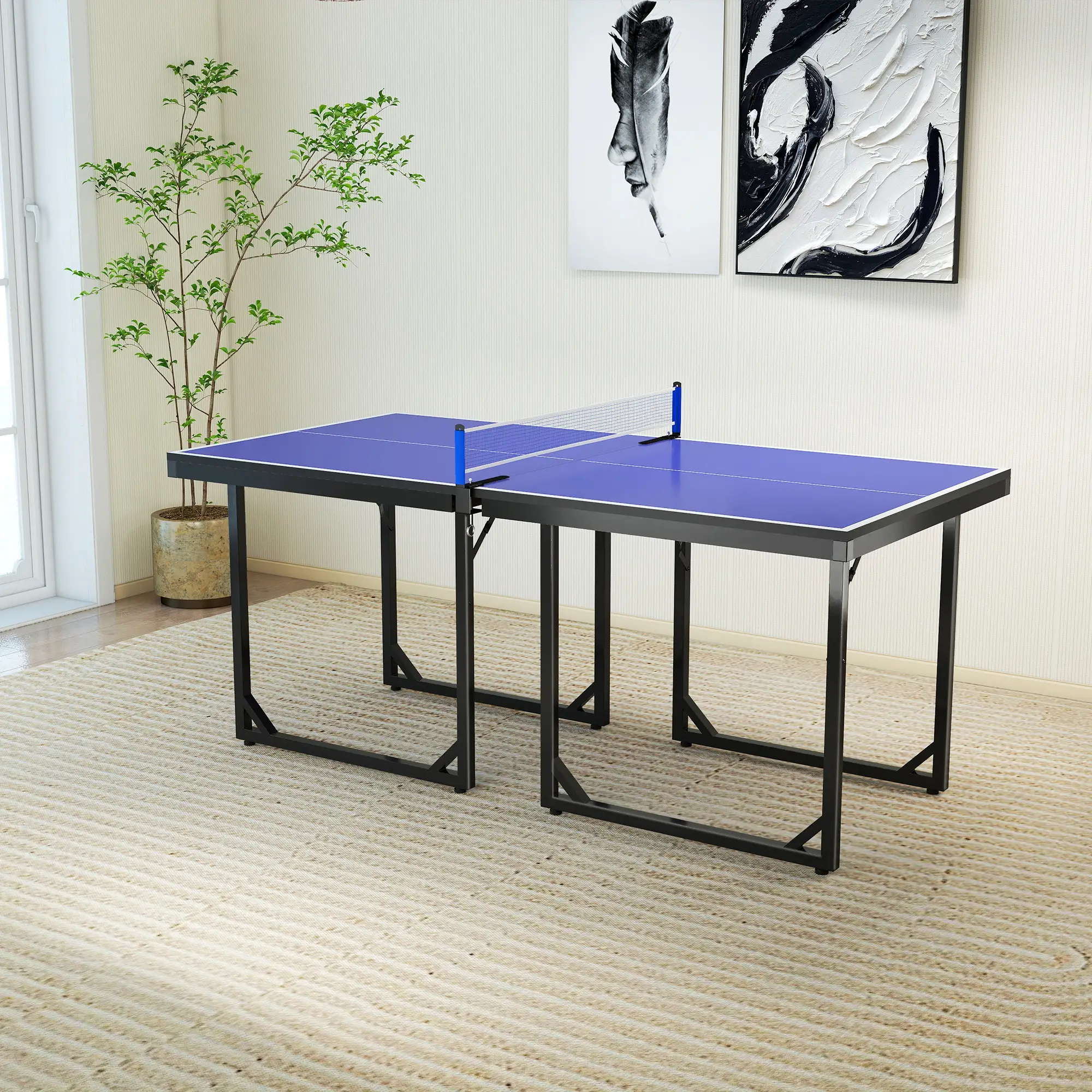 6x3ft Midsize Ping Pong Table, Folding, Blue - Image 8