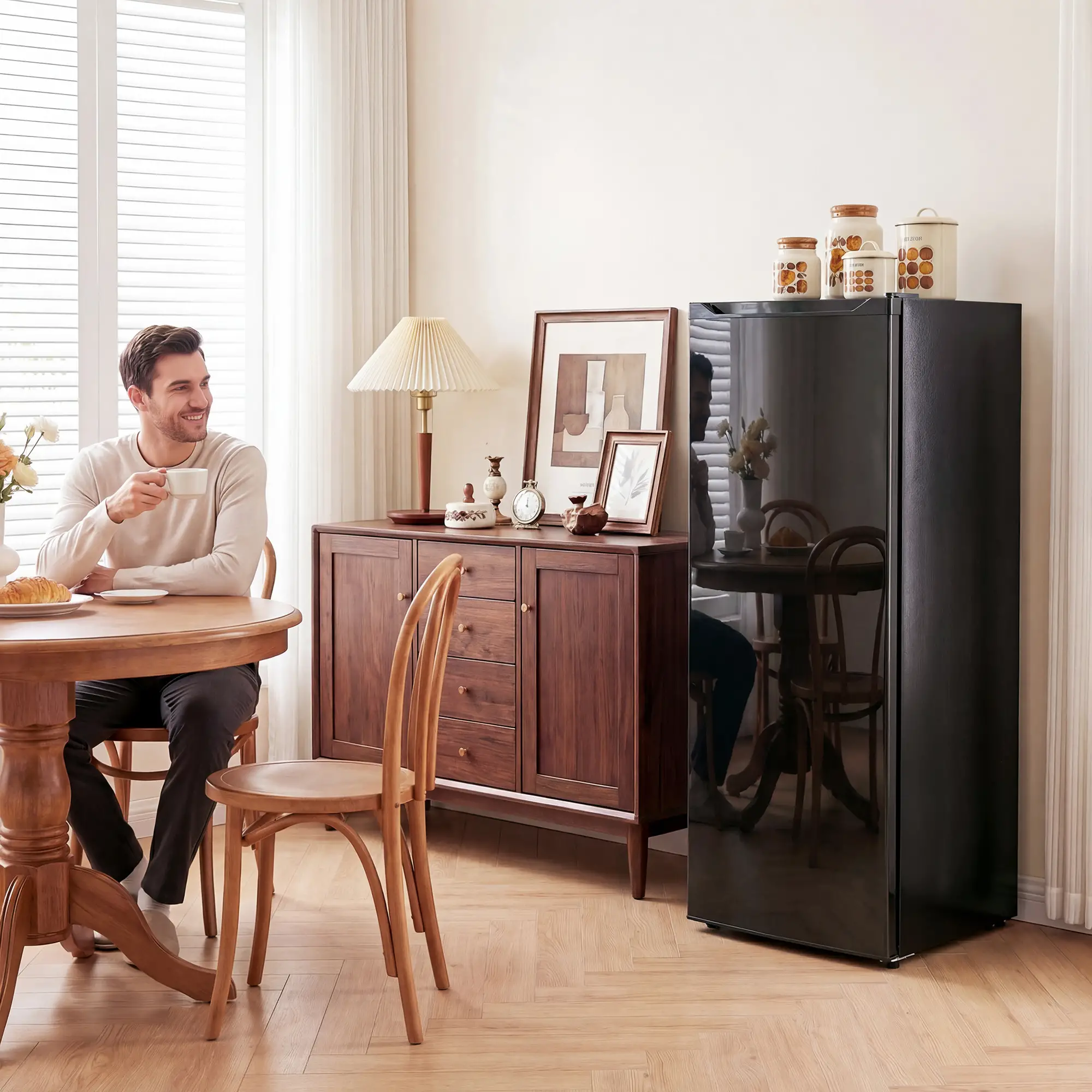 7.0 Cu.Ft Upright Freezer, 6 Adjustable Shelves, Reversible Door, Black - Image 2