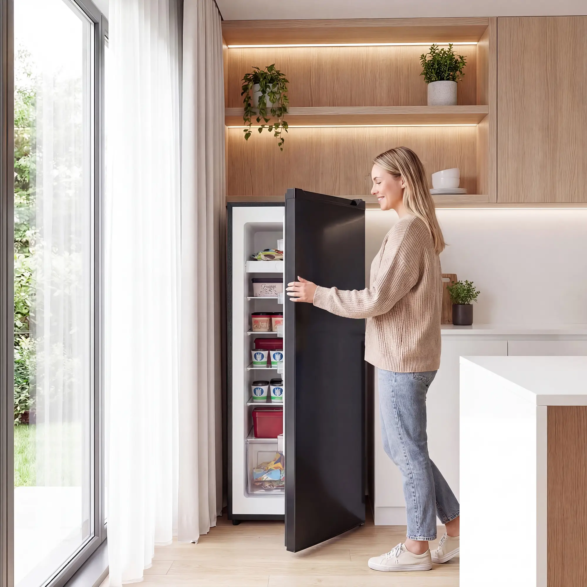 7.0 Cu.Ft Upright Freezer, 6 Adjustable Shelves, Reversible Door, Black - Image 8