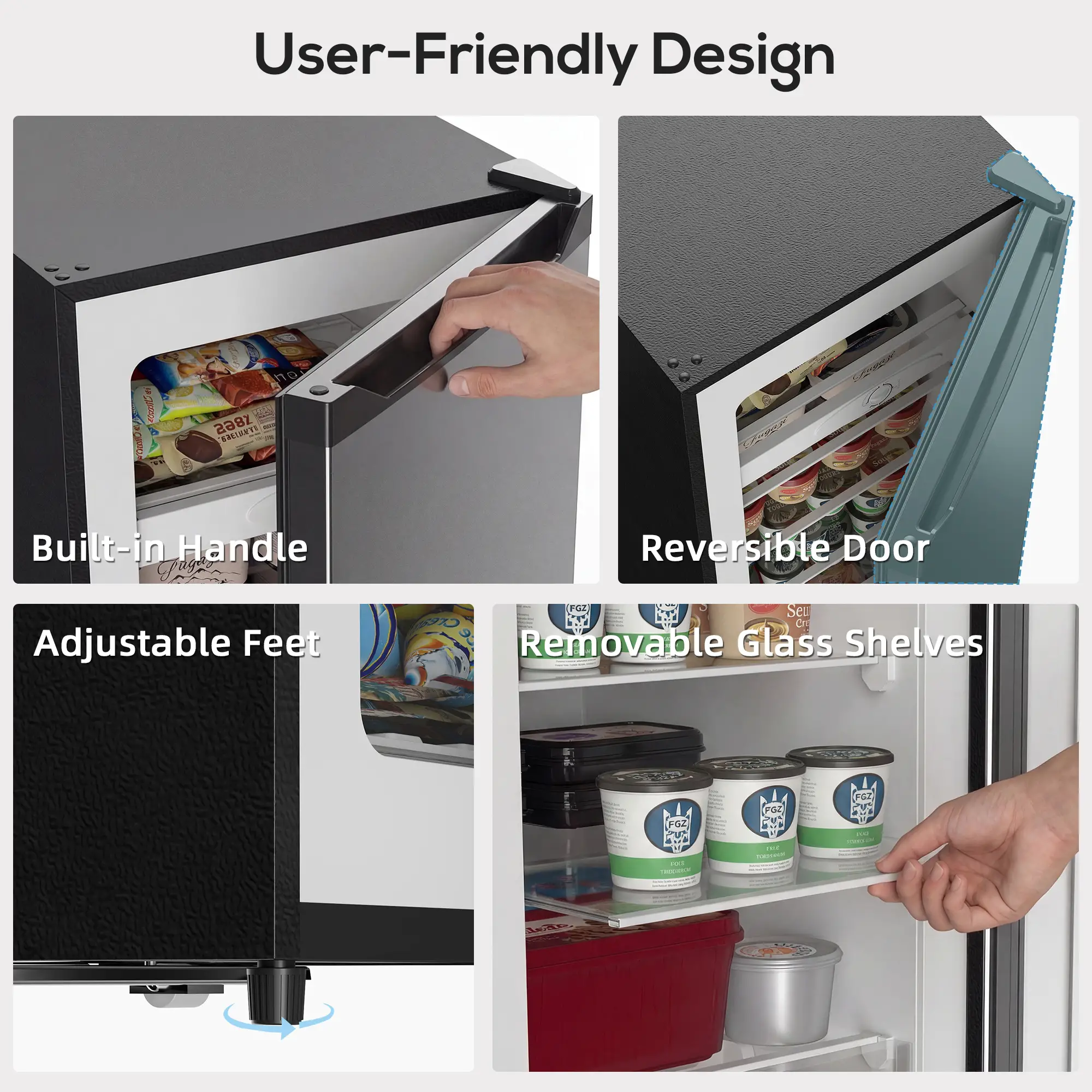 7.0 Cu.Ft Upright Freezer, 6 Adjustable Shelves, Reversible Door, Silver - Image 7