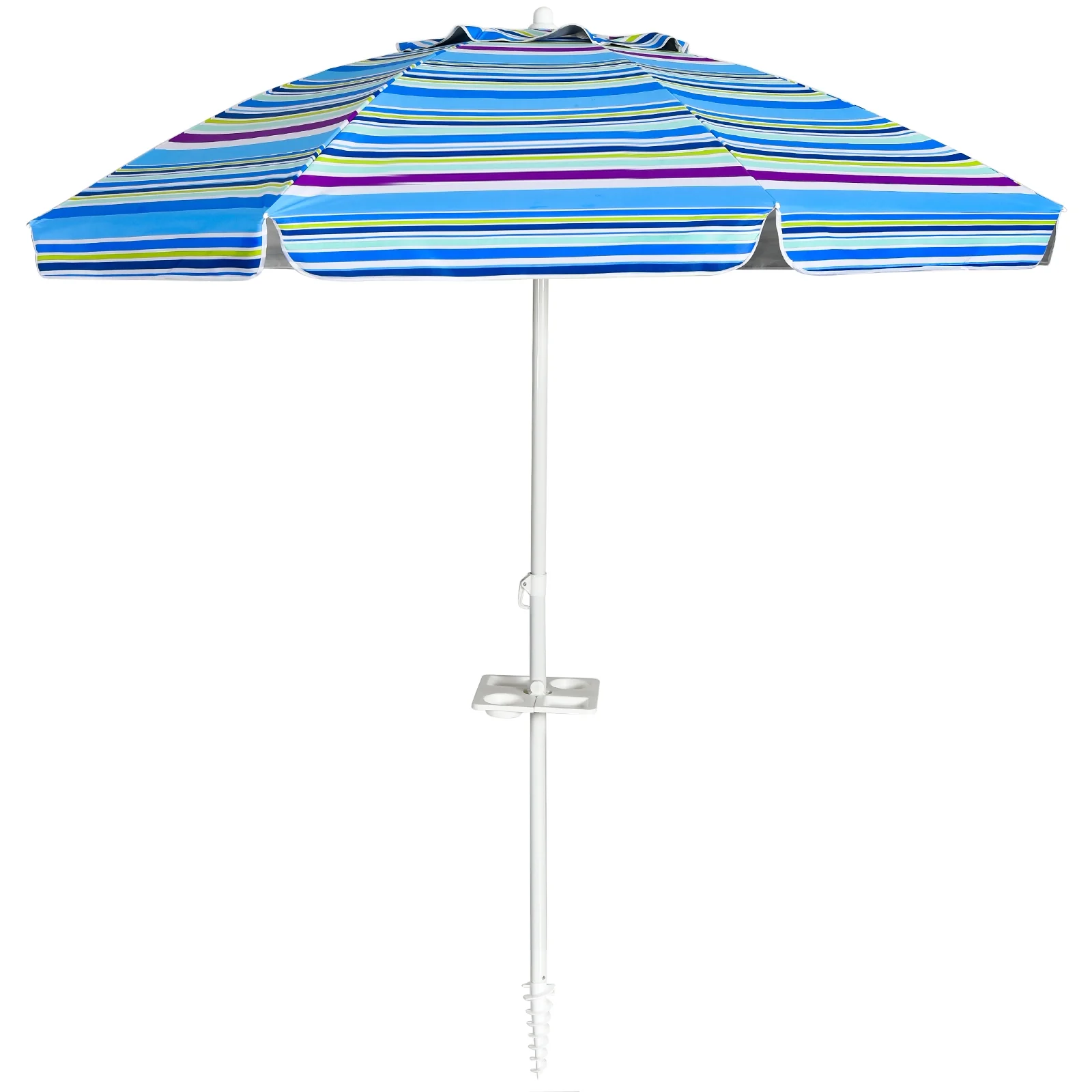 7.2 Feet Portable Beach Umbrella With Sand Anchor, Tilt, Blue