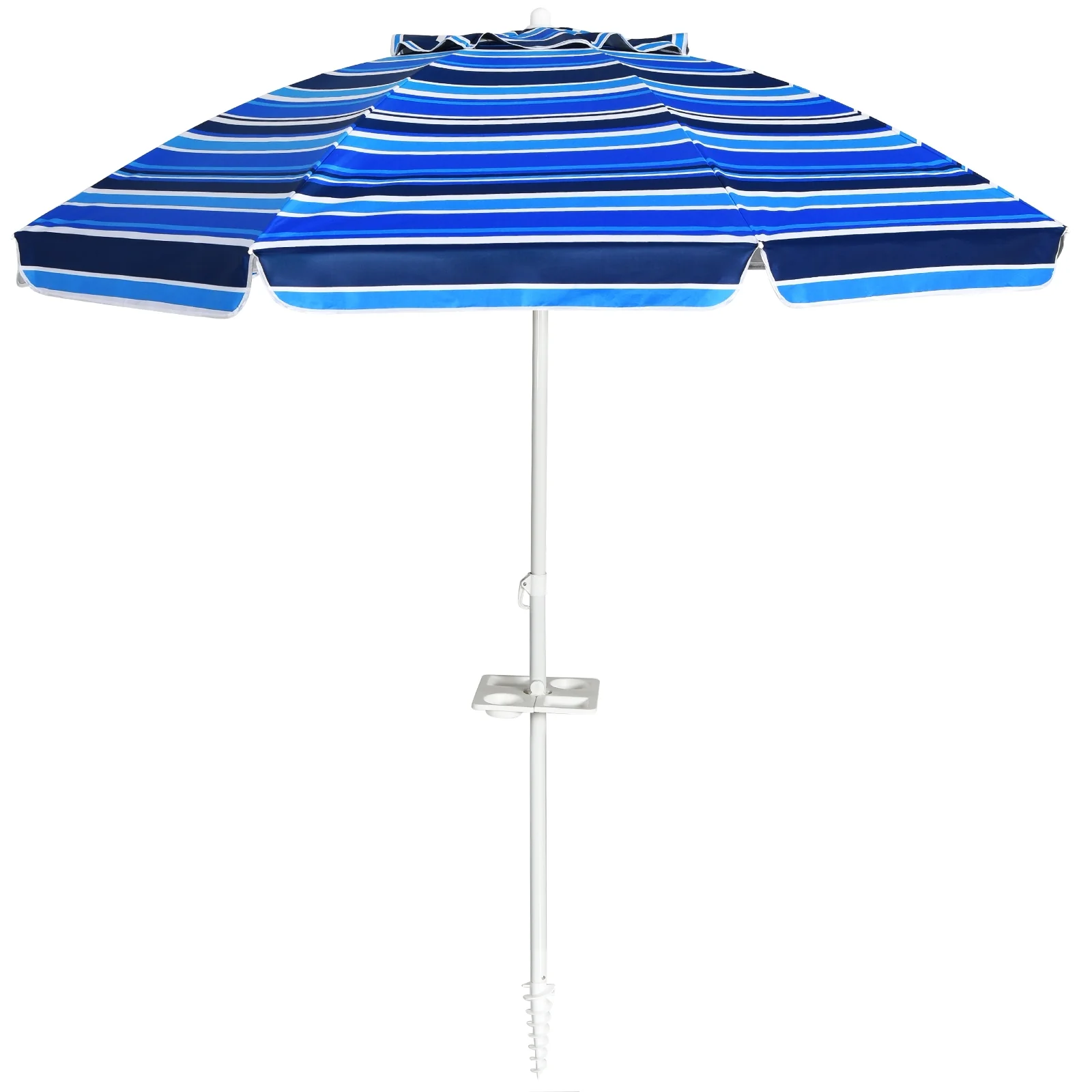 7.2 Feet Portable Beach Umbrella With Sand Anchor, Tilt, Navy