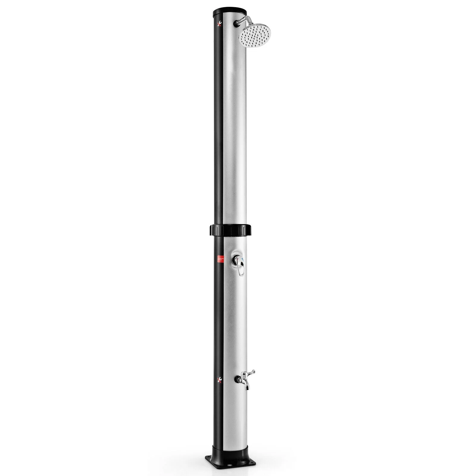 7.2 Feet Solar-Heated Outdoor Shower, Free-Rotating Head, Silver
