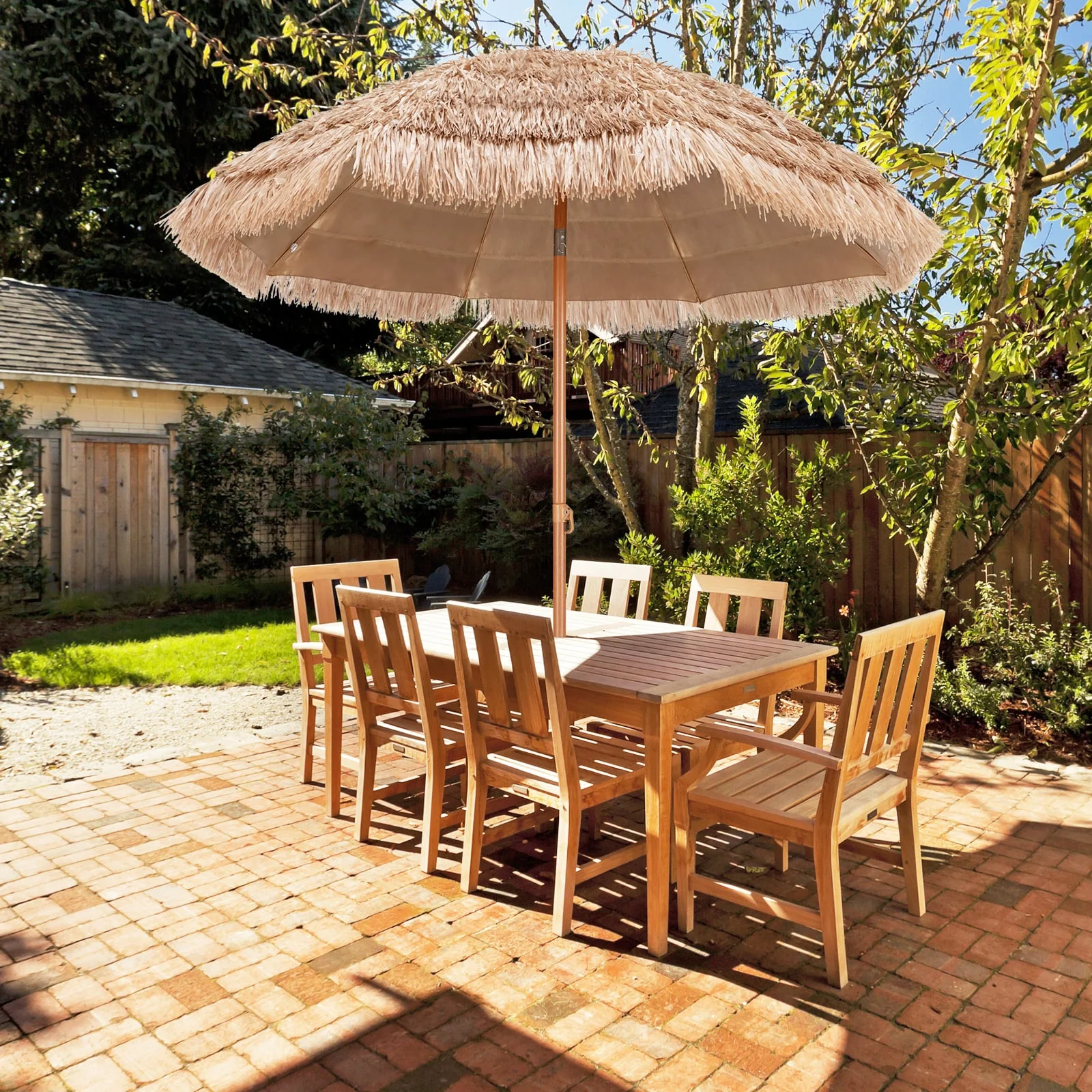 7.2 Feet Thatched Tiki Umbrella, Hawaiian Hula Beach Umbrella - Image 2
