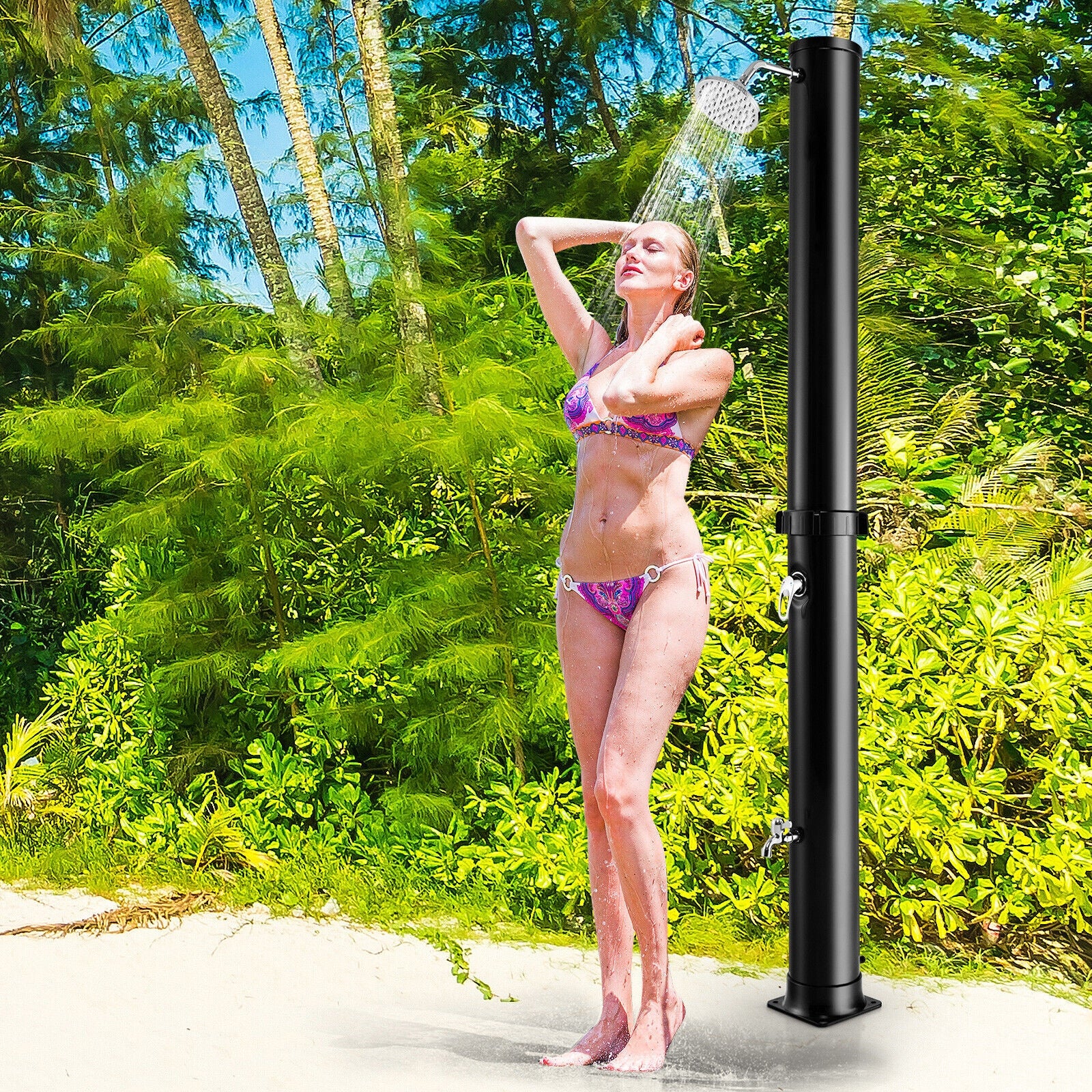 7.2 Ft Solar Outdoor Shower, Free Rotating Head, Black - Image 8