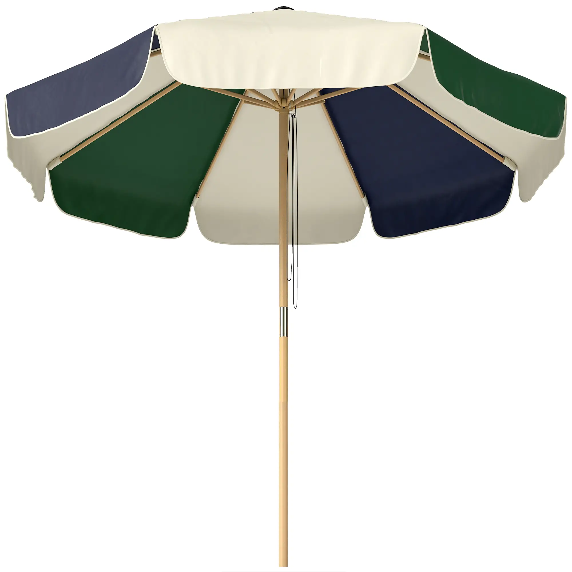 7.4 Ft Patio Umbrella, Wood-Effect Frame, Dark Green - Image 11