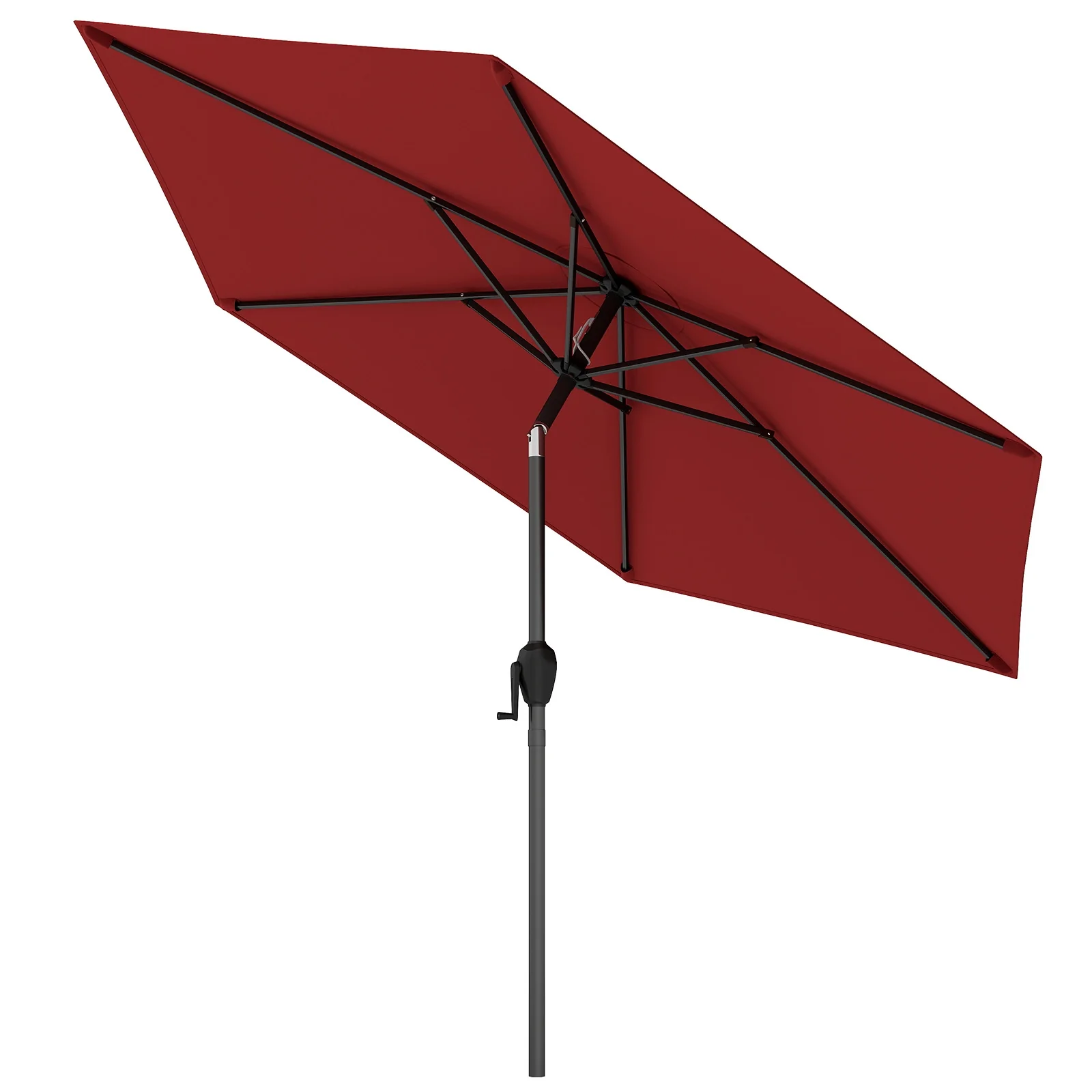 7.5 Feet Outdoor Patio Market Umbrella, Push Button Tilt, Burgundy - Image 5