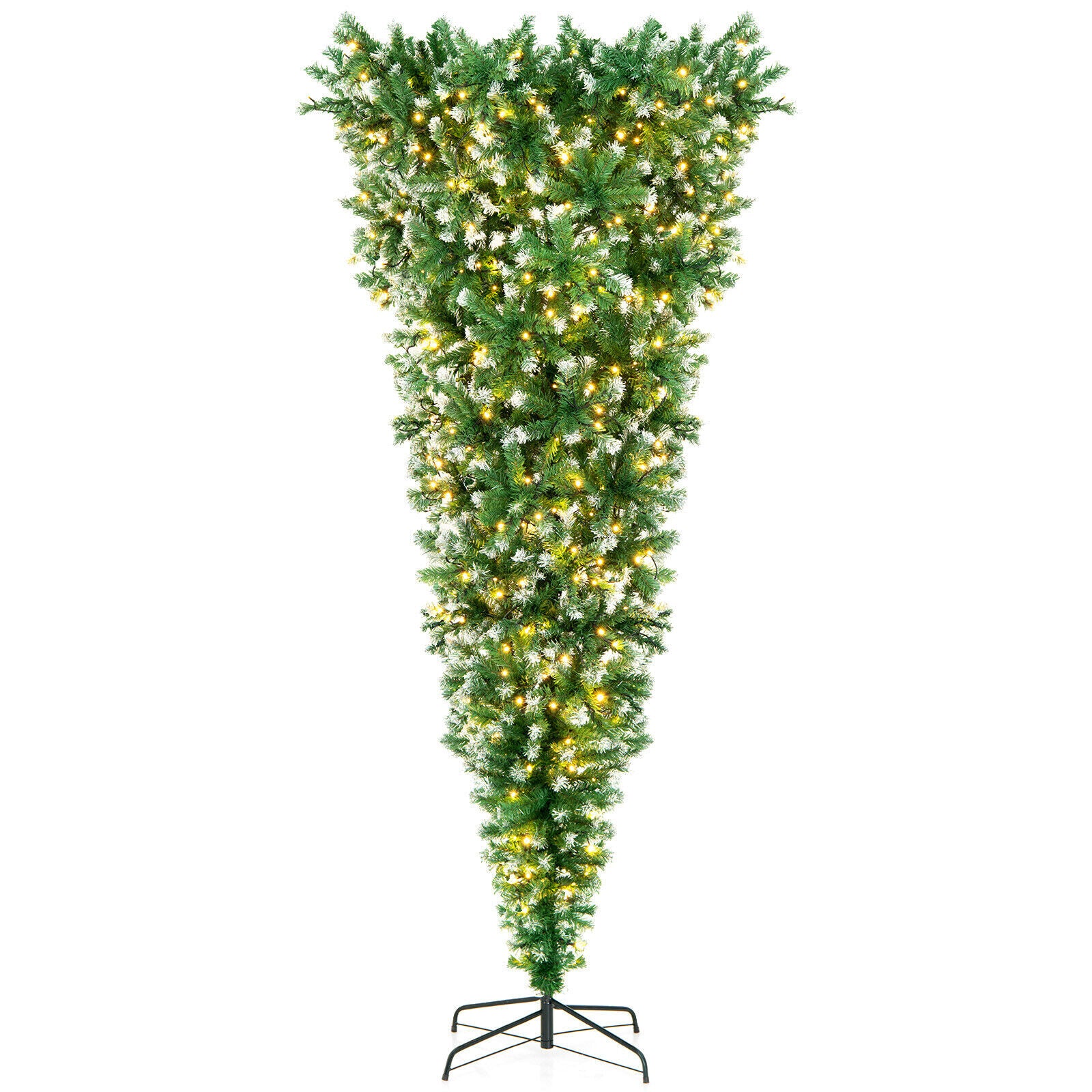 7.5 Feet Pre-Lit Snowy Upside Down Christmas Tree, 1100 Tips, Green - Image 4