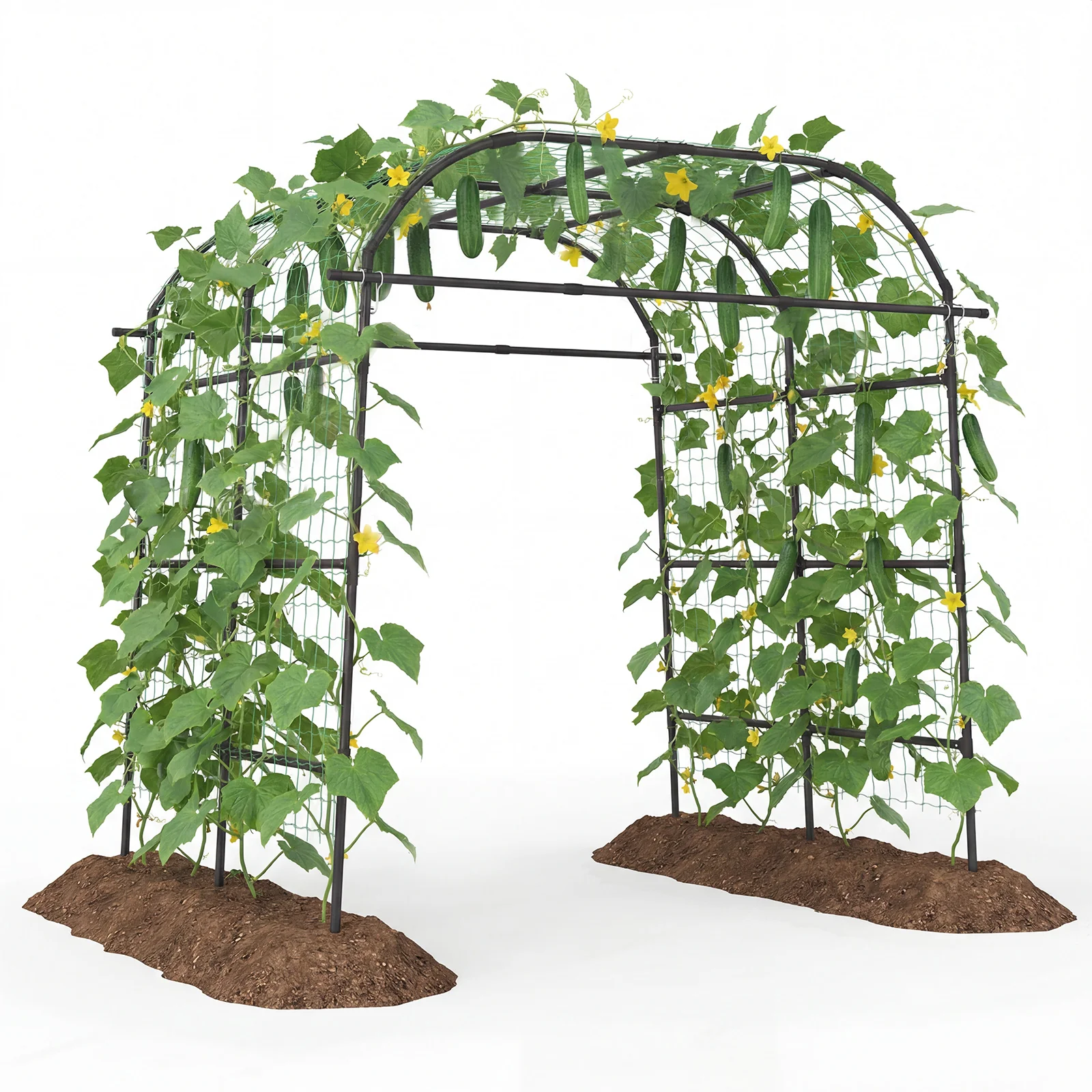 7.5 FT Metal Garden Arch Trellis For Climbing Plants, Black
