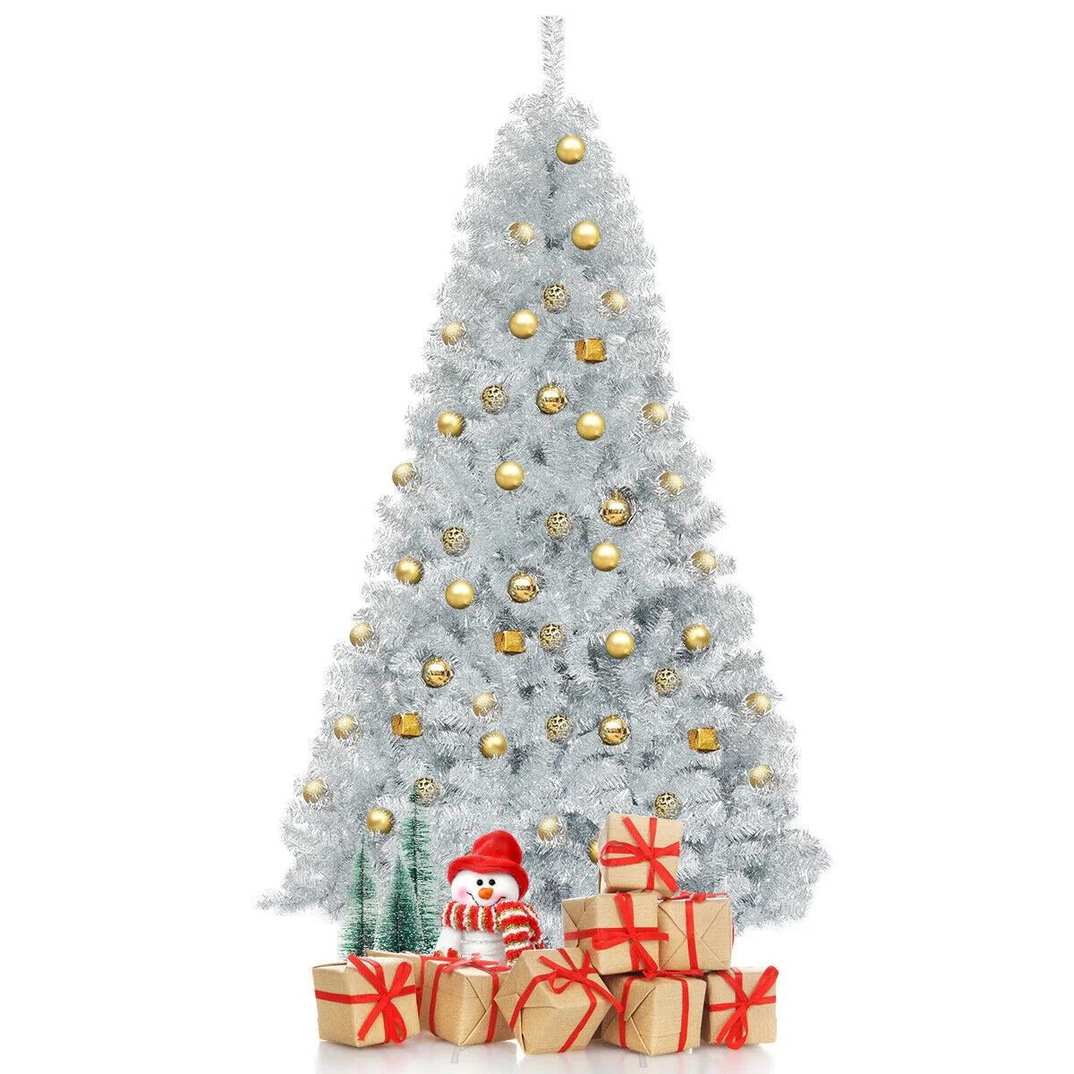 7.5 Ft Tinsel Artificial Christmas Tree, Silver - Image 10