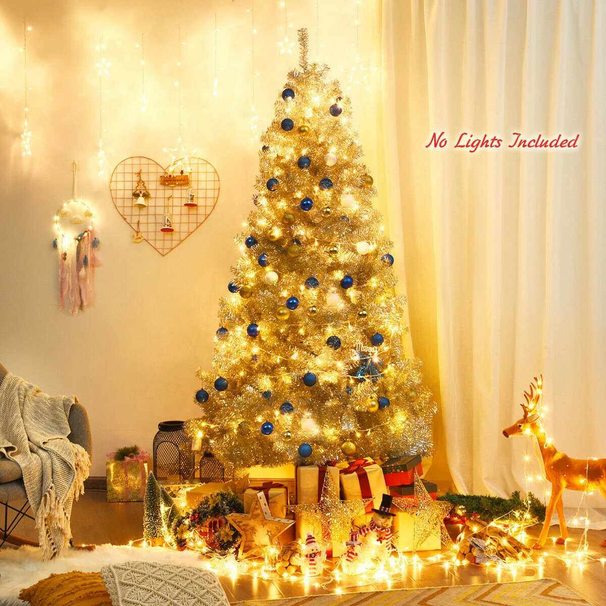 7.5 Ft Tinsel Artificial Christmas Tree, Silver - Image 2