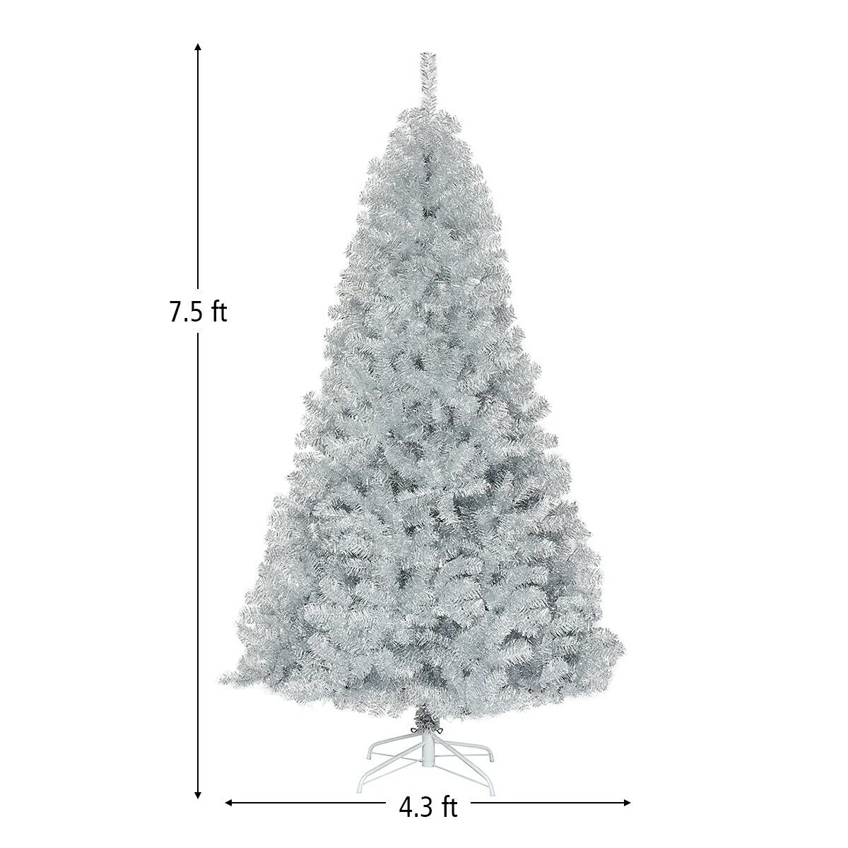 7.5 Ft Tinsel Artificial Christmas Tree, Silver - Image 5