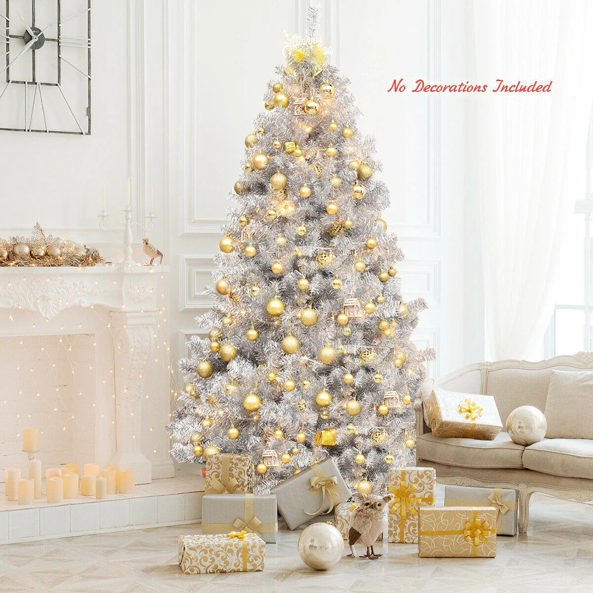 7.5 Ft Tinsel Artificial Christmas Tree, Silver - Image 7