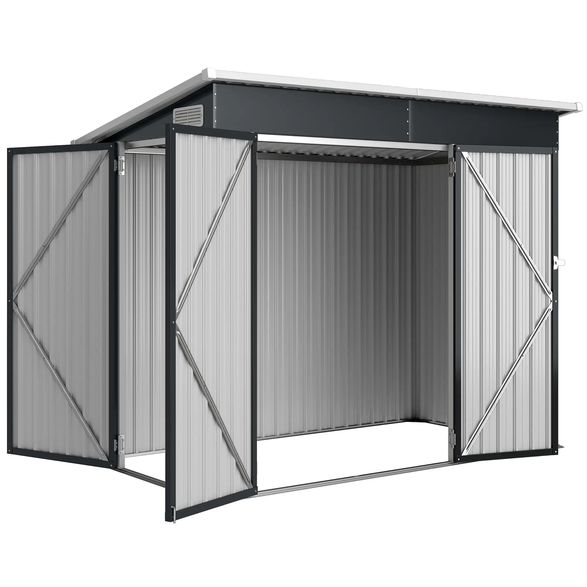 7.5' x 4.3' Outdoor Storage Shed, Waterproof Metal Garden Shed, Dark Grey