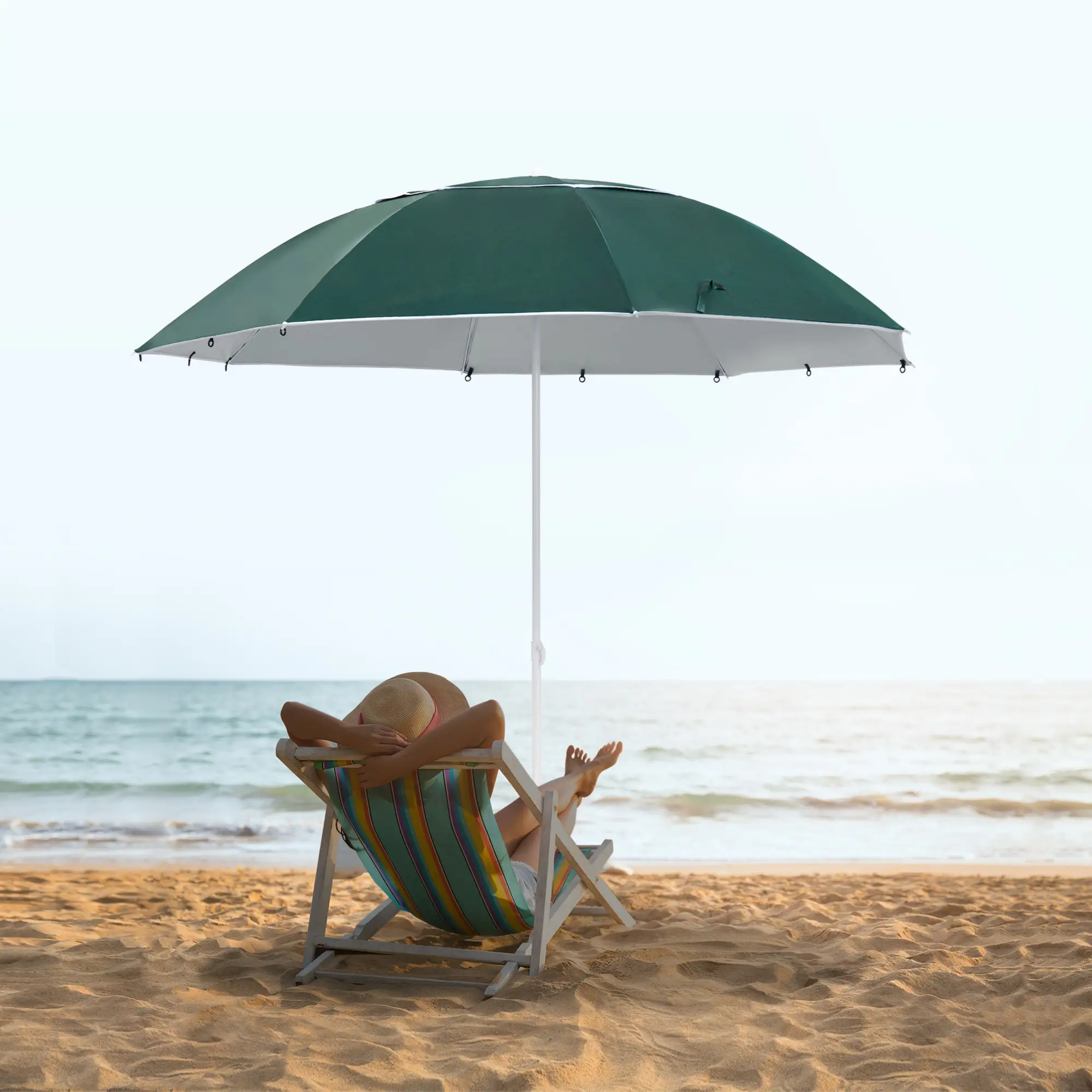 7.5FT 2-in-1 Umbrella Shelter, UPF50+ UV Protection, Dark Green - Image 8