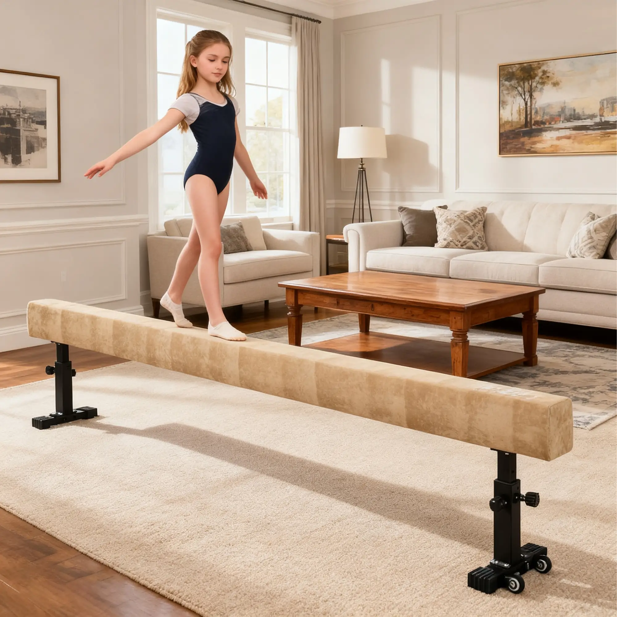 7.5ft Adjustable Balance Beam, Gymnastics Equipment with Wheels, for Training - Image 10