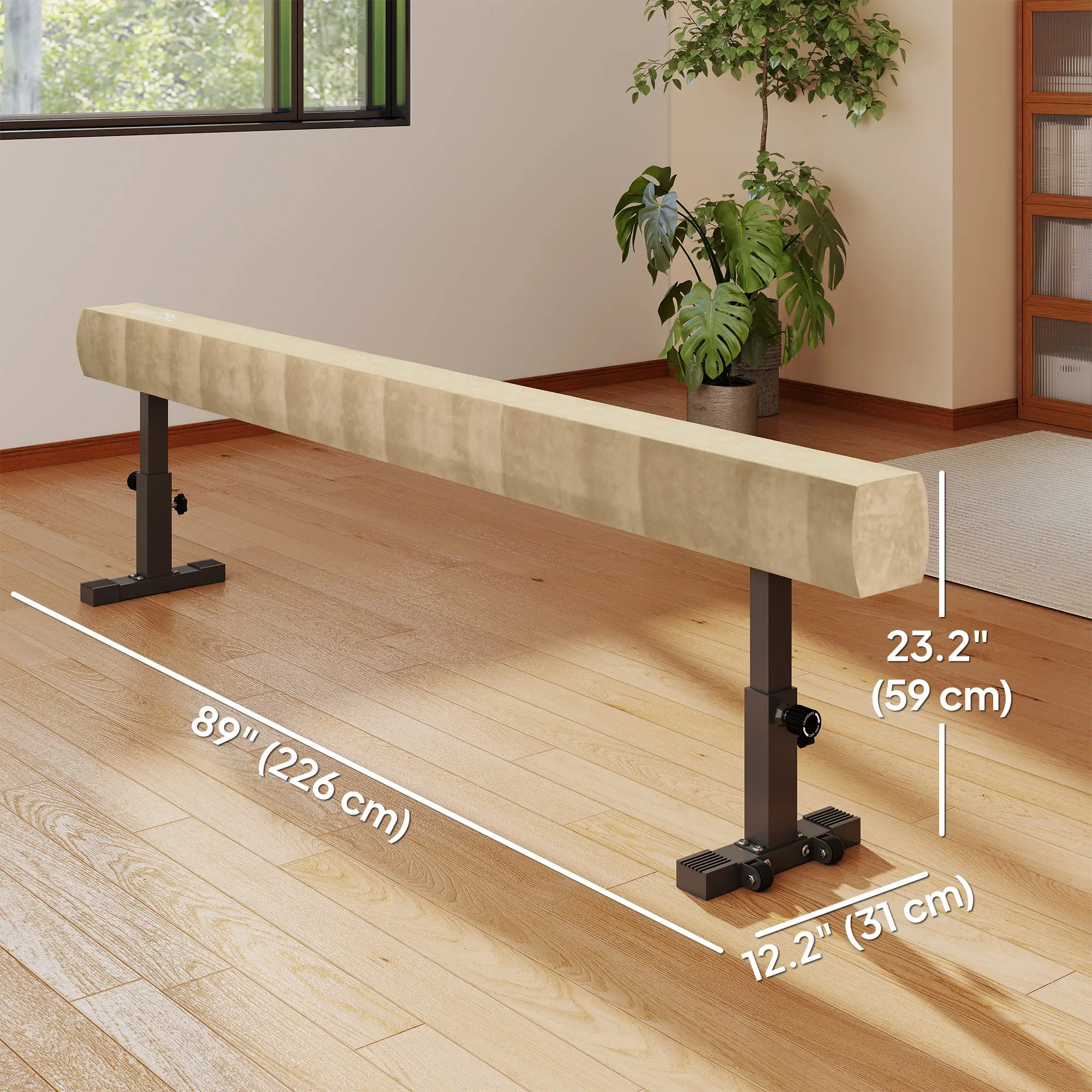 7.5ft Adjustable Balance Beam, Gymnastics Equipment with Wheels, for Training - Image 3