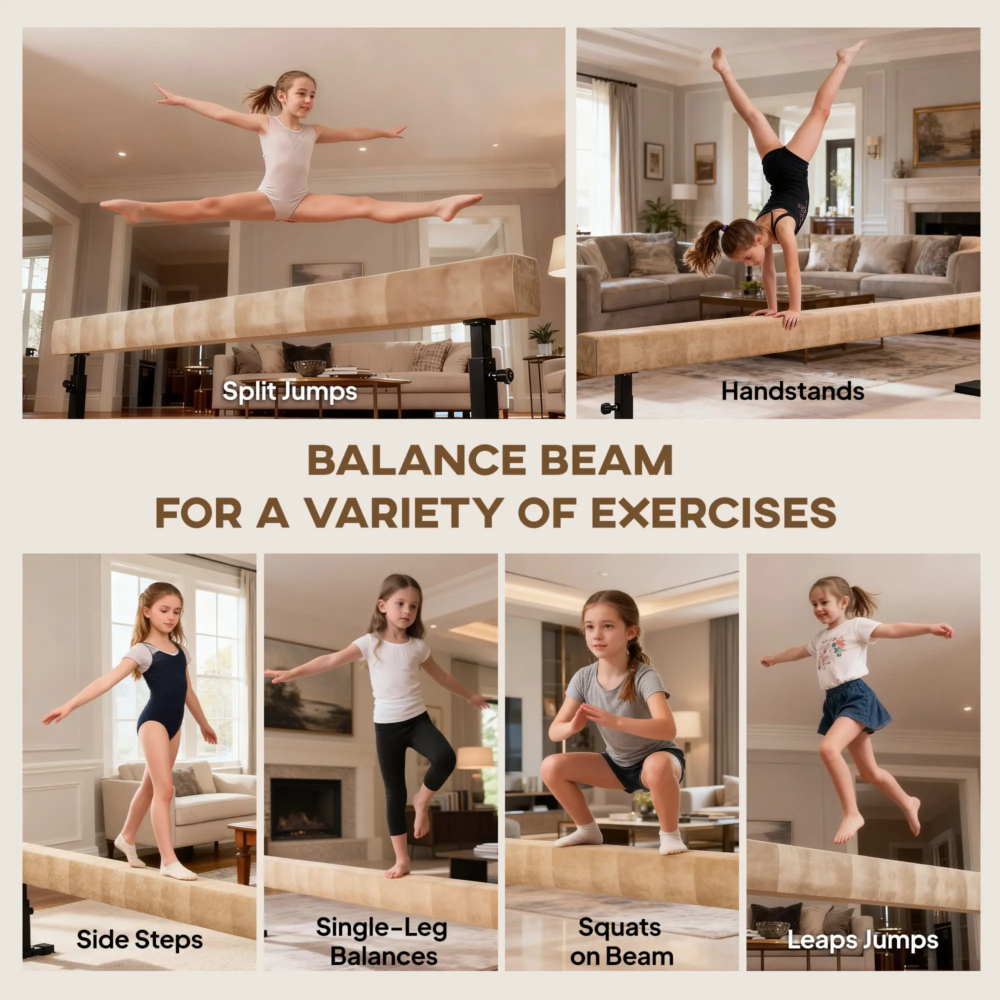 7.5ft Adjustable Balance Beam, Gymnastics Equipment with Wheels, for Training - Image 7
