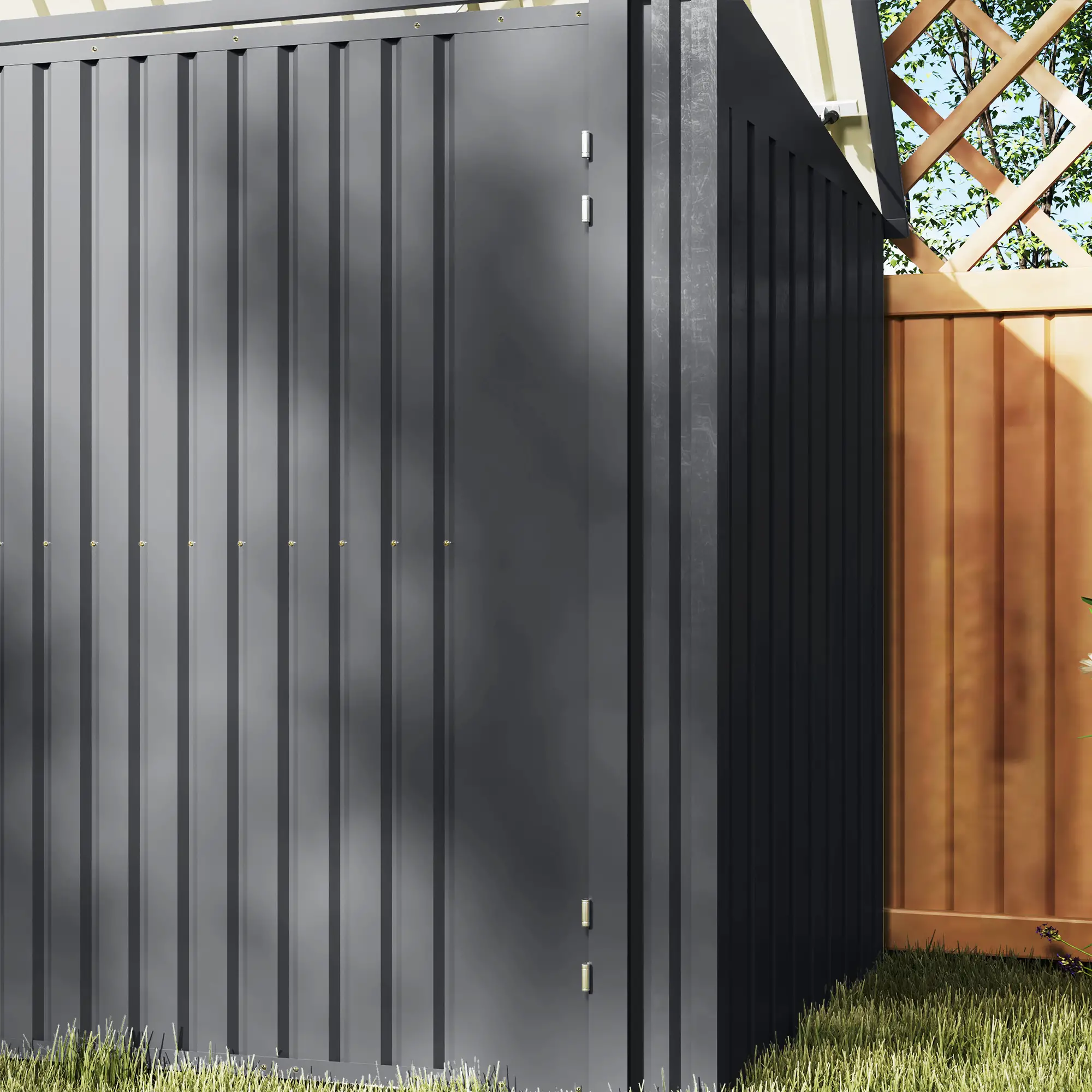 7.6 x 3.4ft Outdoor Storage Shed, Triple Bin Organizer, Lockable Doors - Image 10
