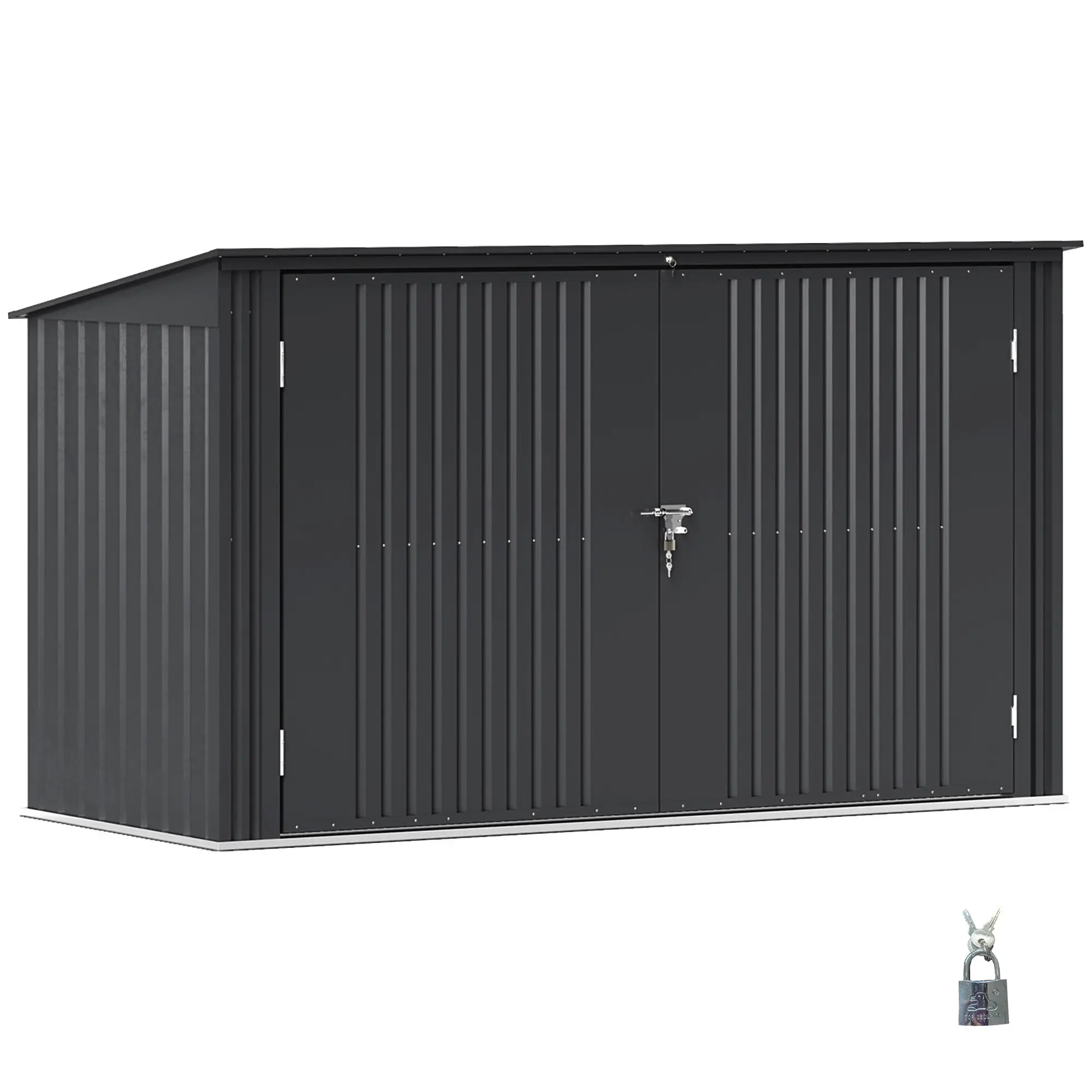 7.6 x 3.4ft Outdoor Storage Shed, Triple Bin Organizer, Lockable Doors - Image 11