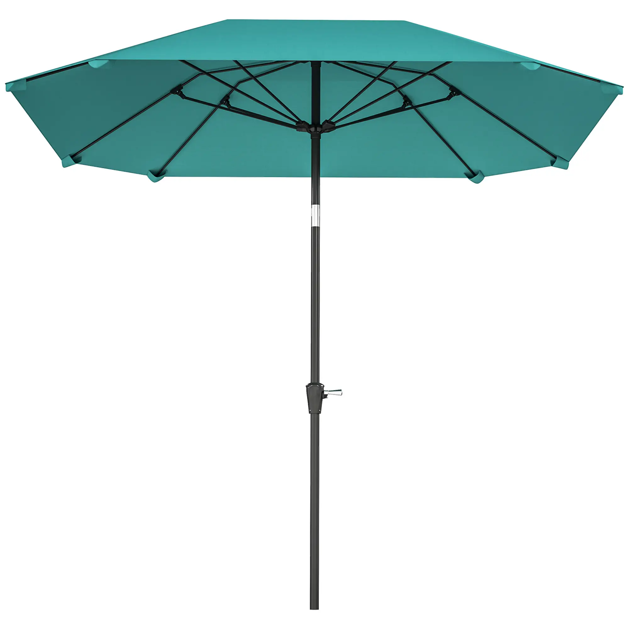7.6FT Aluminum Patio Umbrella, 8 Ribs, Crank Tilt, Sky Blue