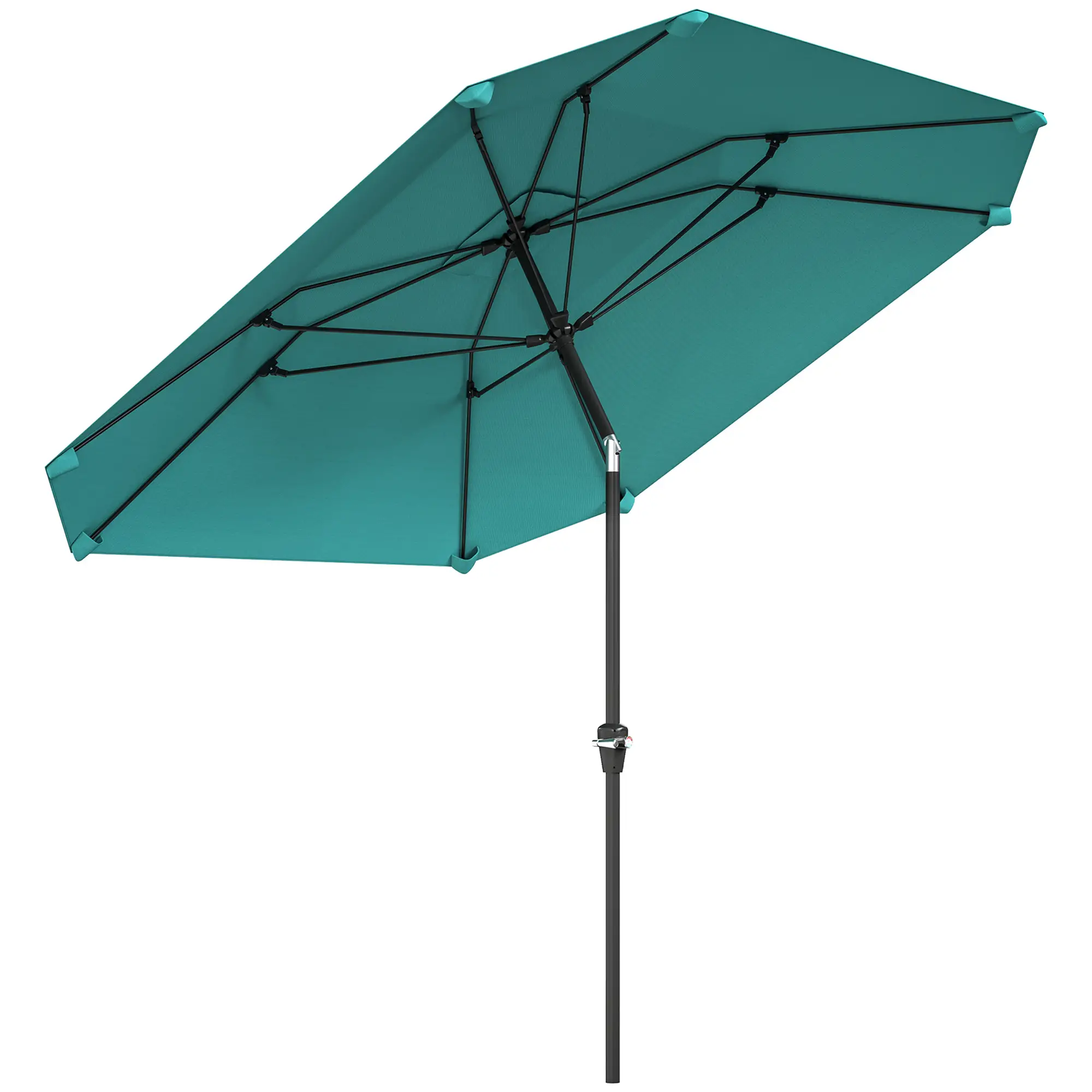 7.6FT Aluminum Patio Umbrella, 8 Ribs, Crank Tilt, Sky Blue - Image 11