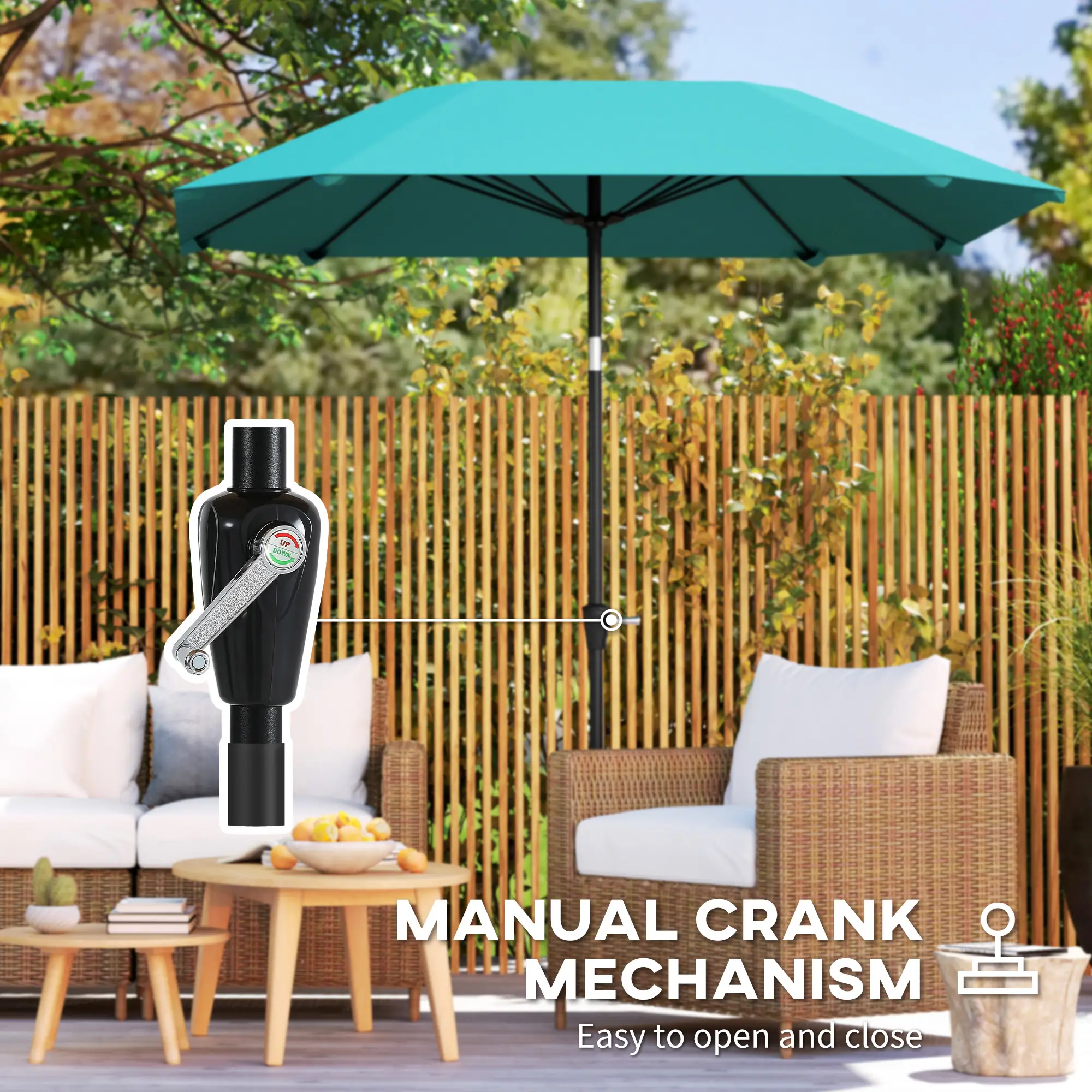 7.6FT Aluminum Patio Umbrella, 8 Ribs, Crank Tilt, Sky Blue - Image 6