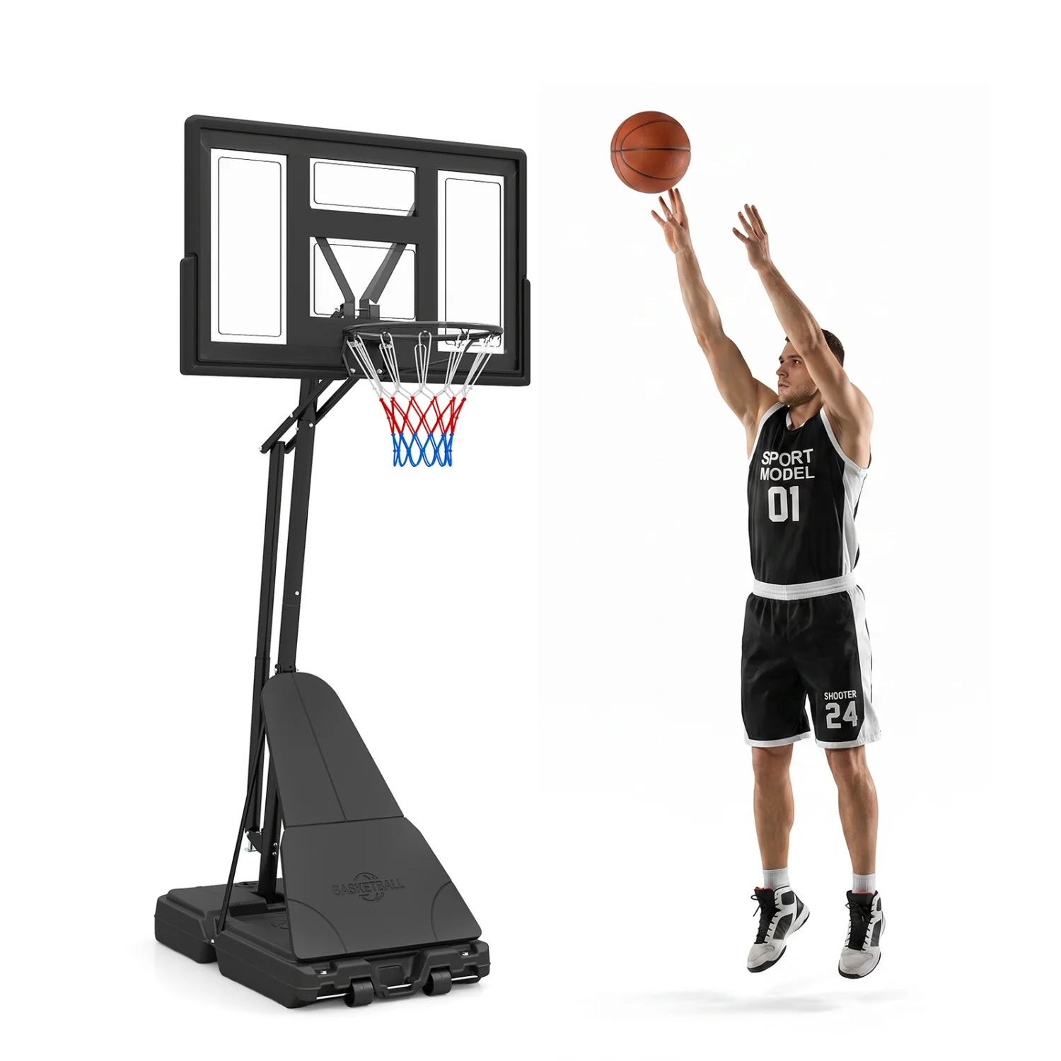 7.7-10 FT Tool-Free Height Adjustable Basketball System - Image 4