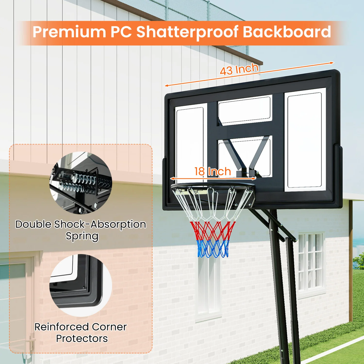 7.7-10 FT Tool-Free Height Adjustable Basketball System - Image 6