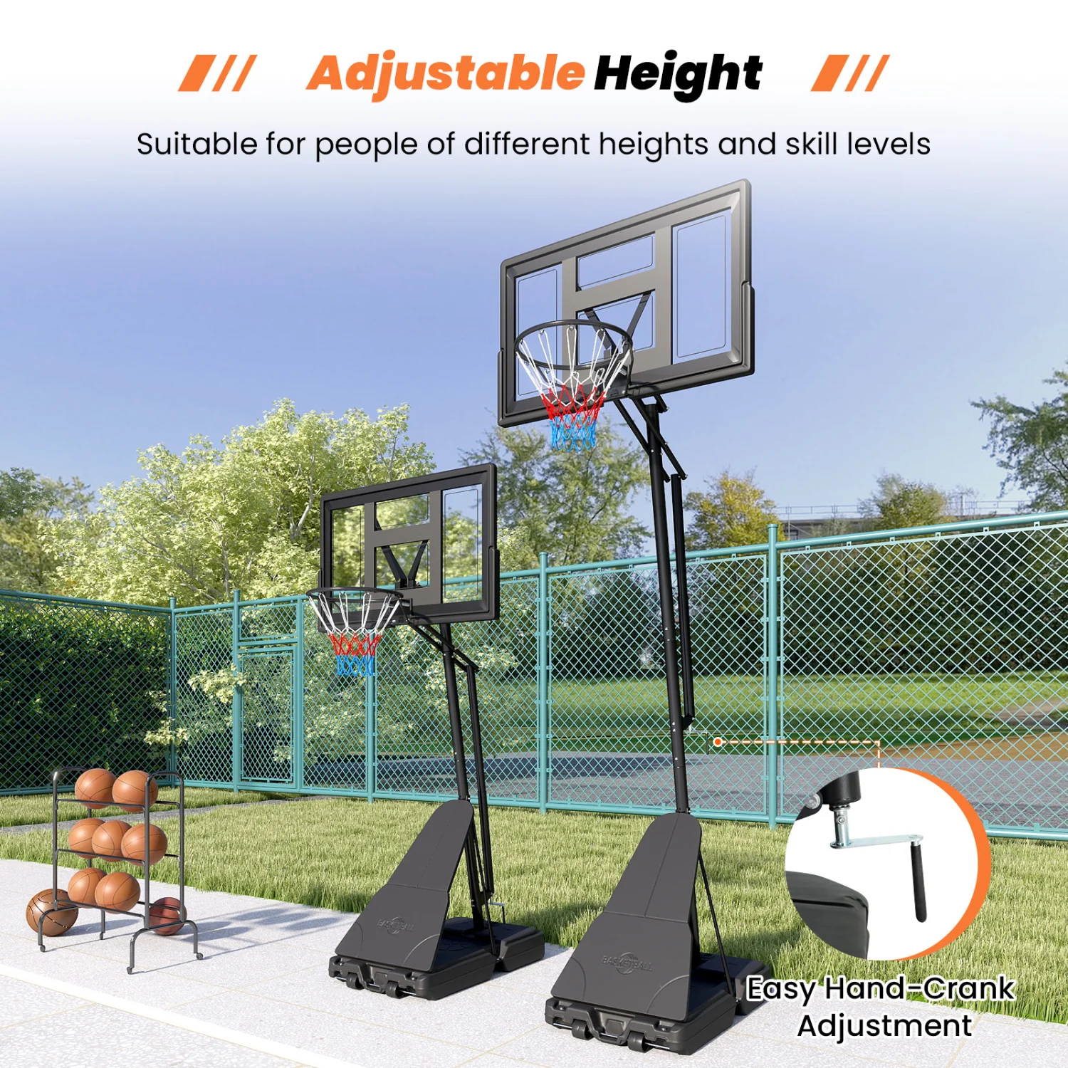 7.7-10 FT Tool-Free Height Adjustable Basketball System - Image 8