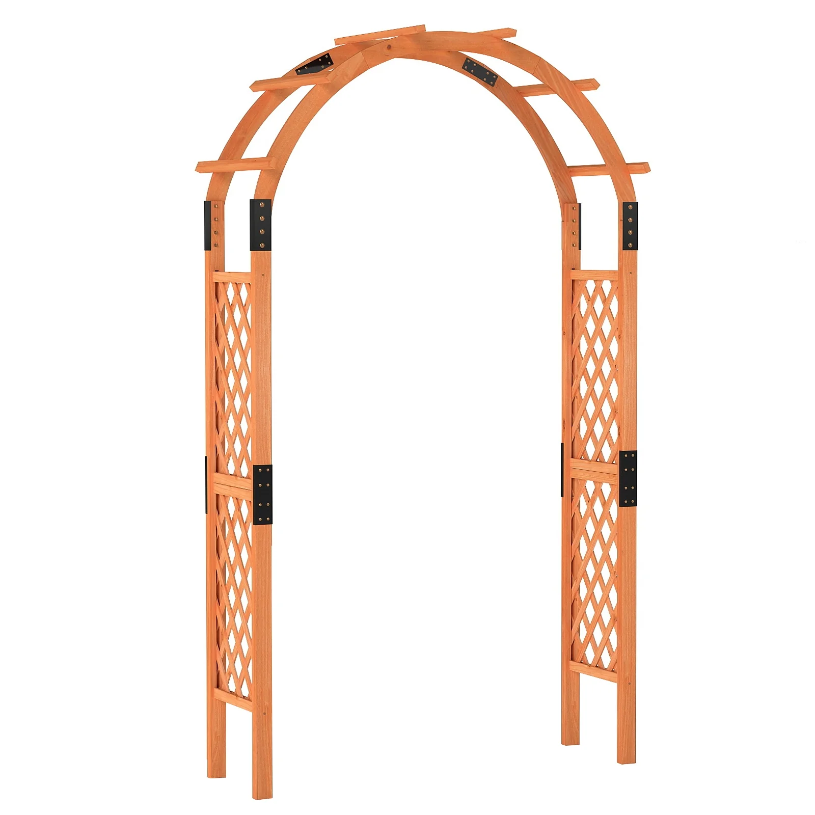 7.7 Feet Garden Arch Wooden Arbor, Orange - Image 4