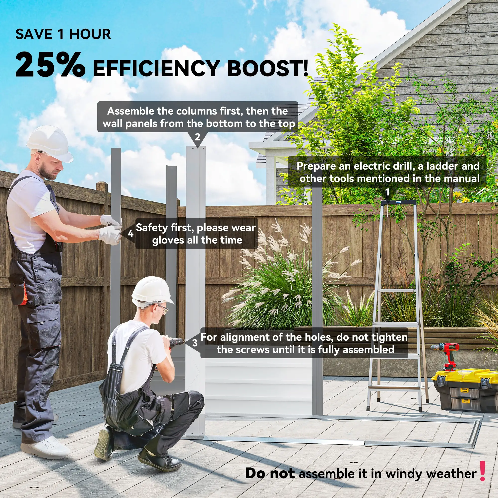 7.7' x 6.5' Metal Garden Shed, Tool Storage, Light Grey - Image 4