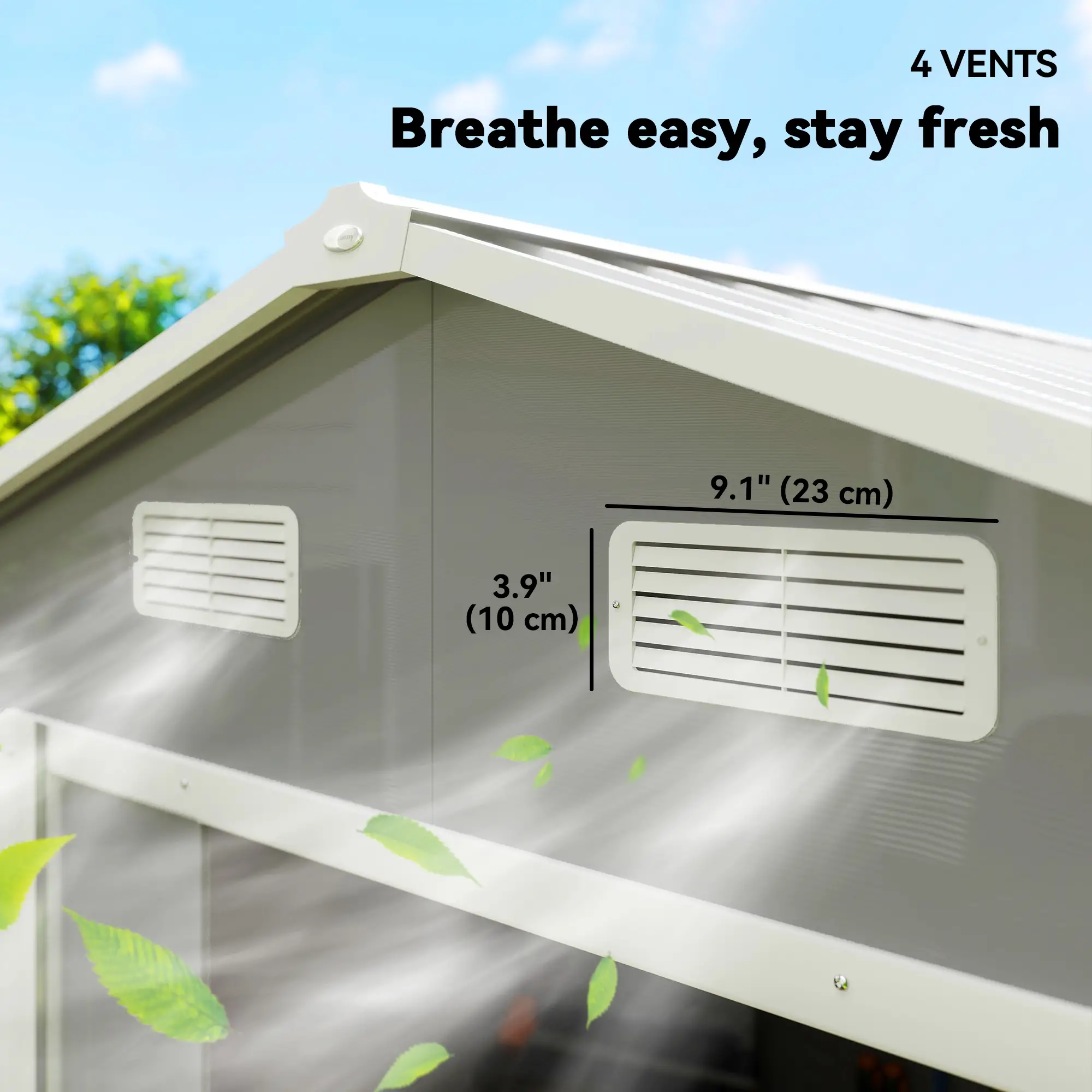 7.7' x 6.5' Metal Garden Shed, Tool Storage, Light Grey - Image 9