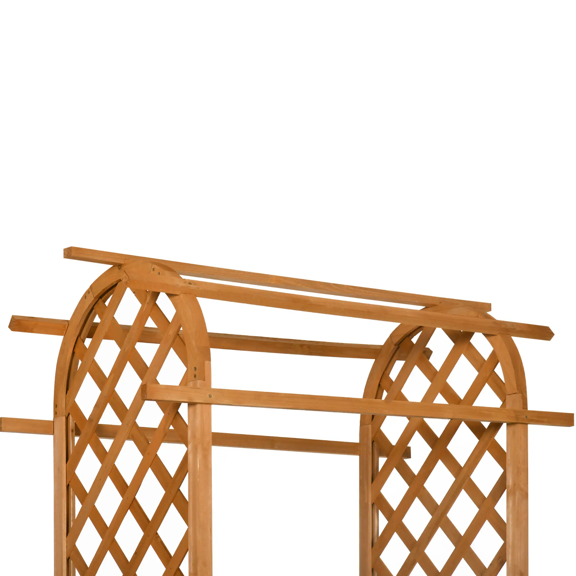 7.7FT Garden Arch, 2 Foldable Planter Boxes, Wooden Trellis Arbor, Brown - Image 8