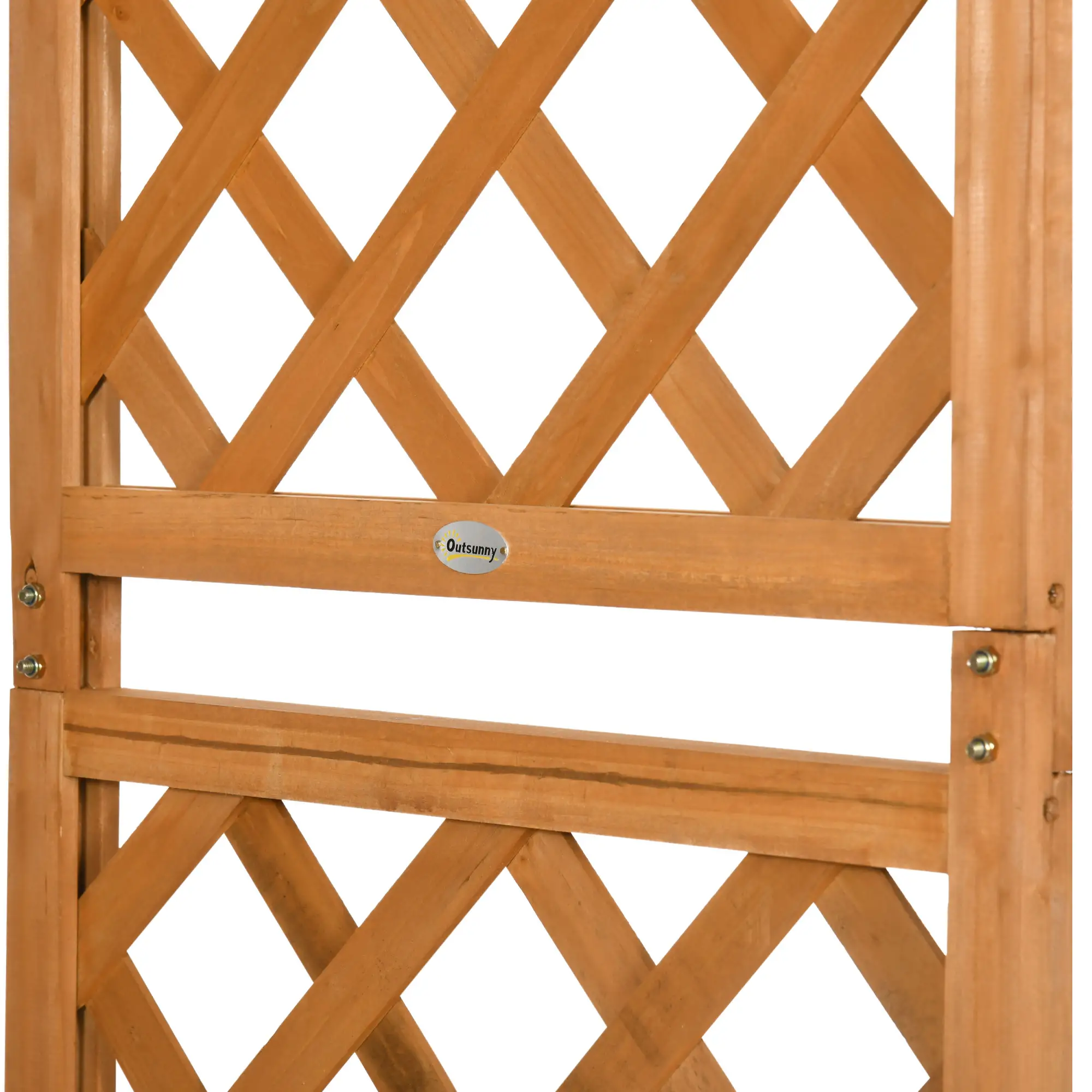 7.7FT Garden Arch, 2 Foldable Planter Boxes, Wooden Trellis Arbor, Brown - Image 9