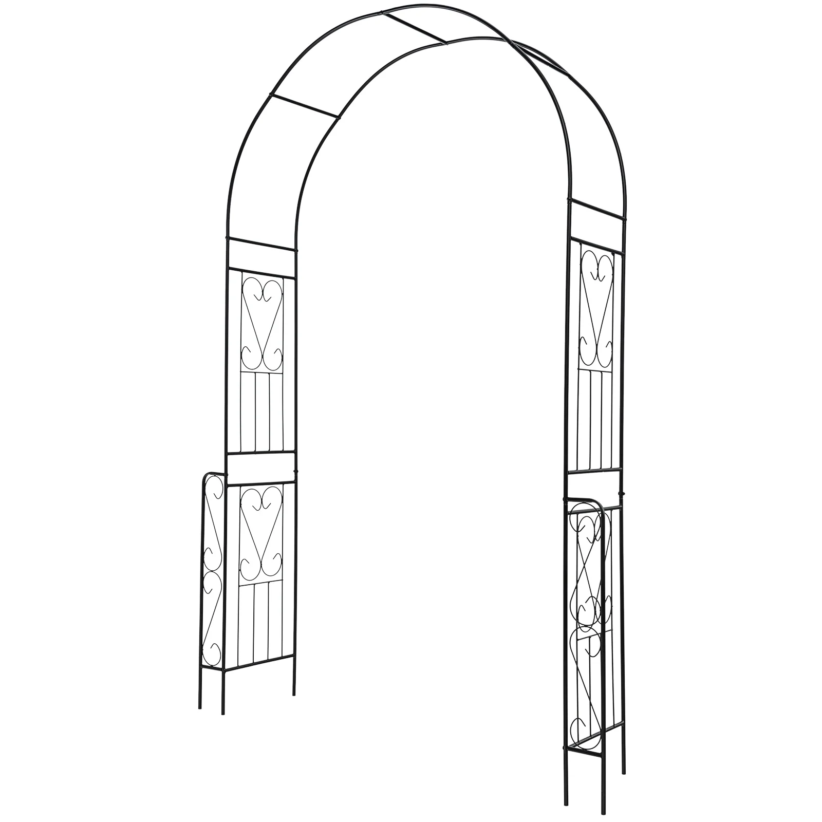 7.9 Feet Metal Garden Arch With Fence, Black - Image 5