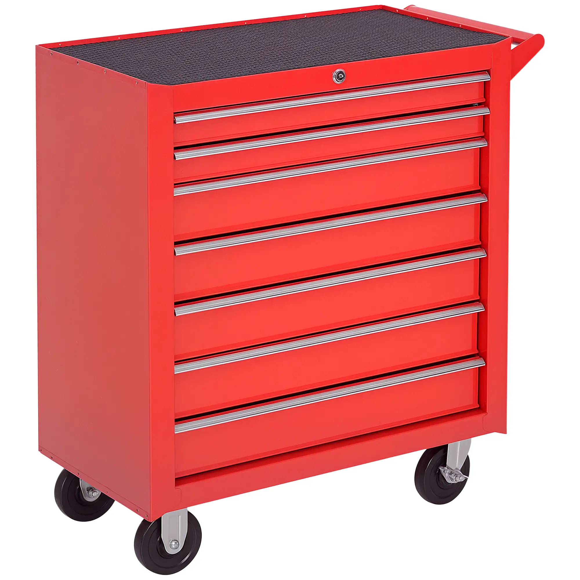 7 Drawer Roller Tool Chest, Mobile Lockable Toolbox, Red