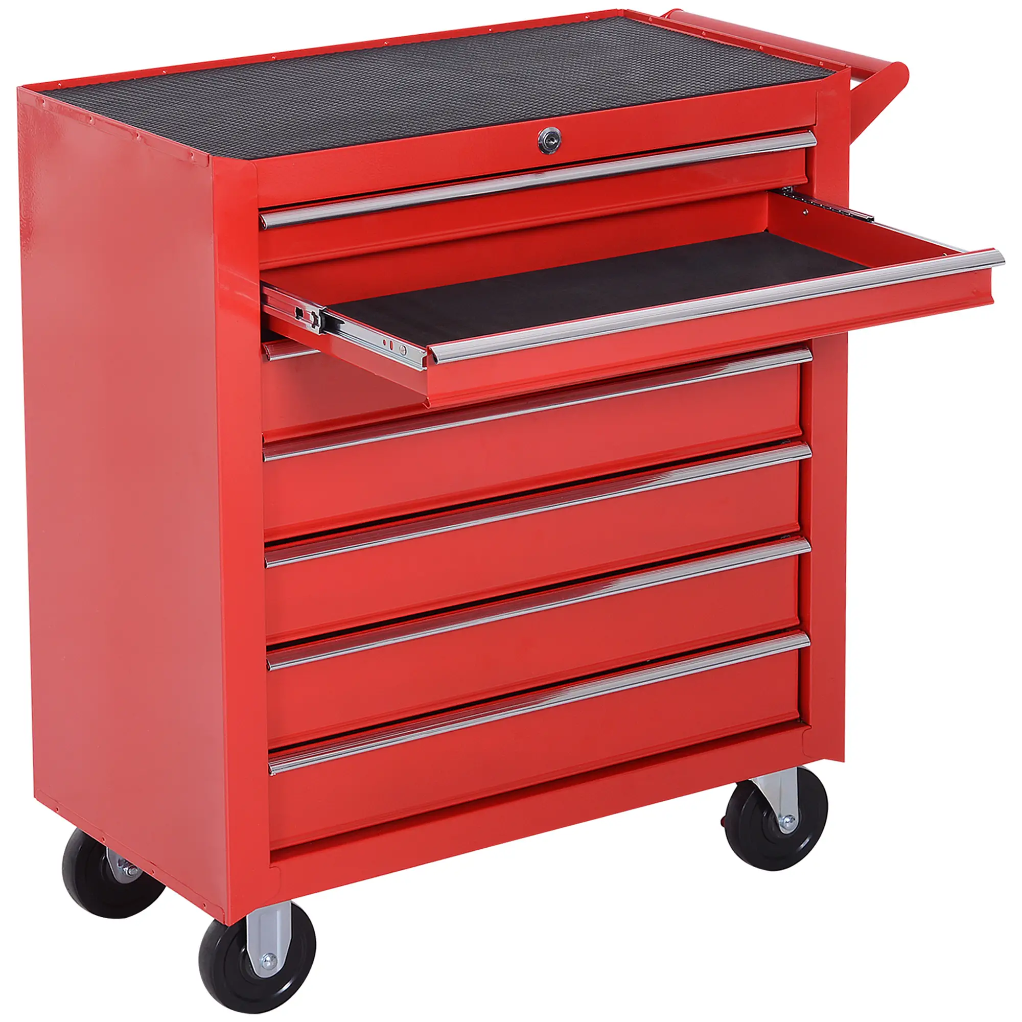 7 Drawer Roller Tool Chest, Mobile Lockable Toolbox, Red - Image 11